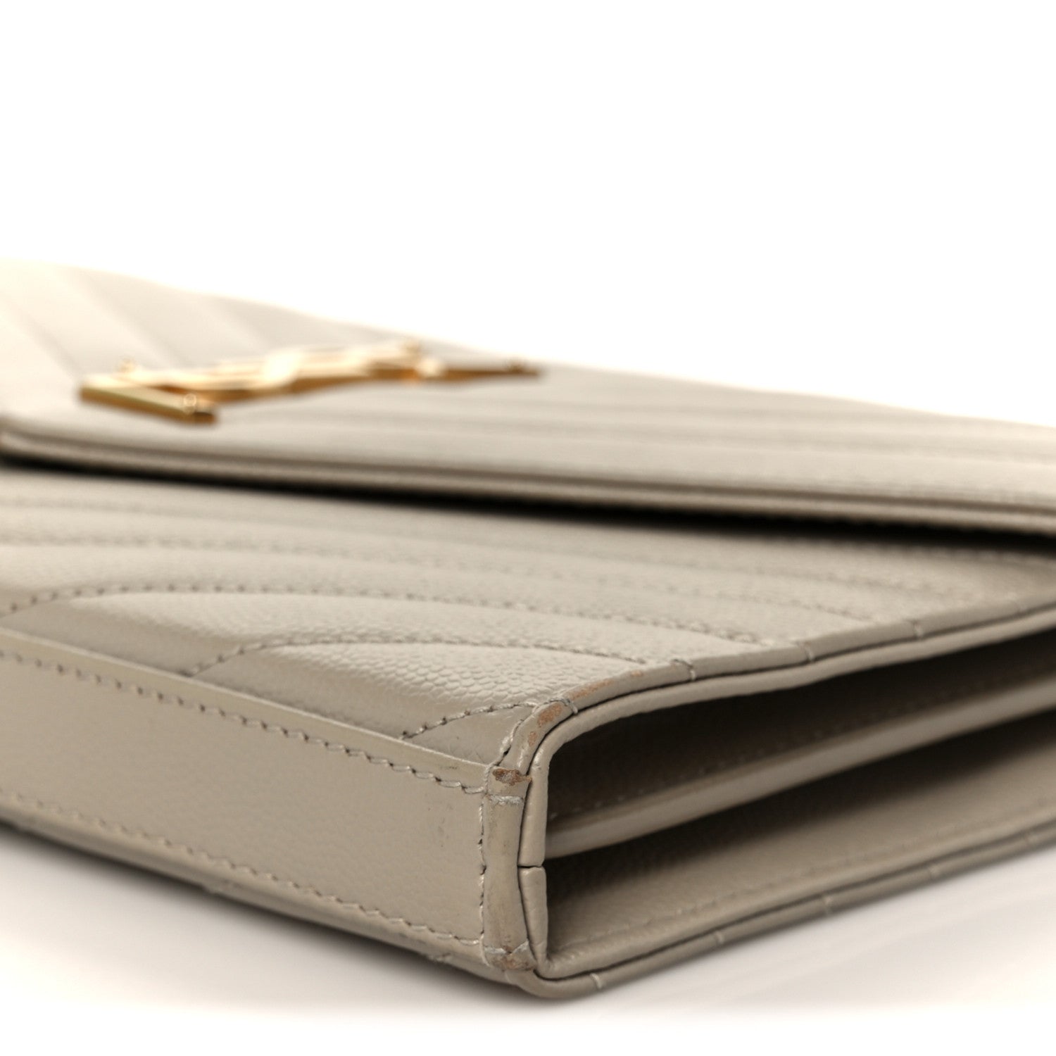 Grain De Poudre Matelasse Chevron Monogram Chain Wallet Sea Salt