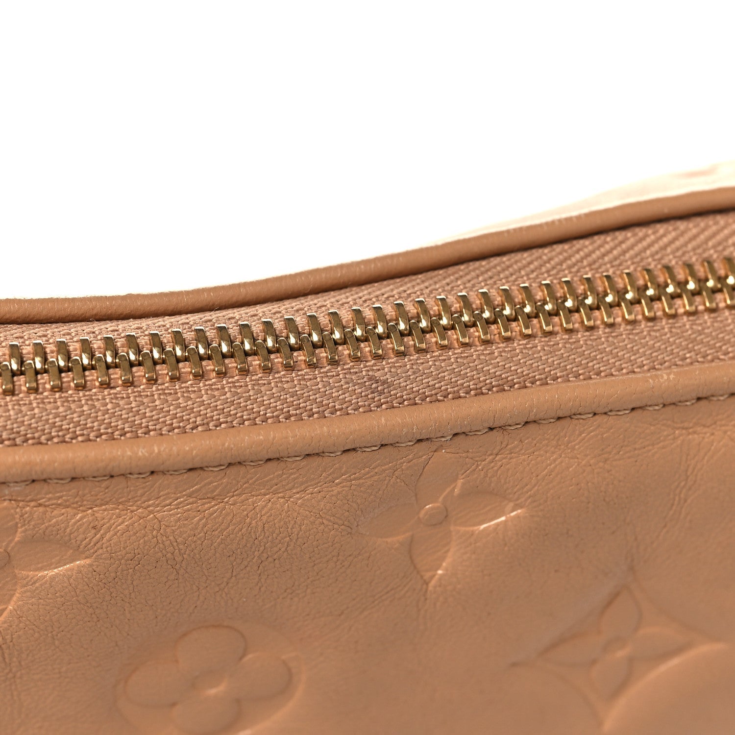 Lambskin Embossed Monogram Coussin PM Camel
