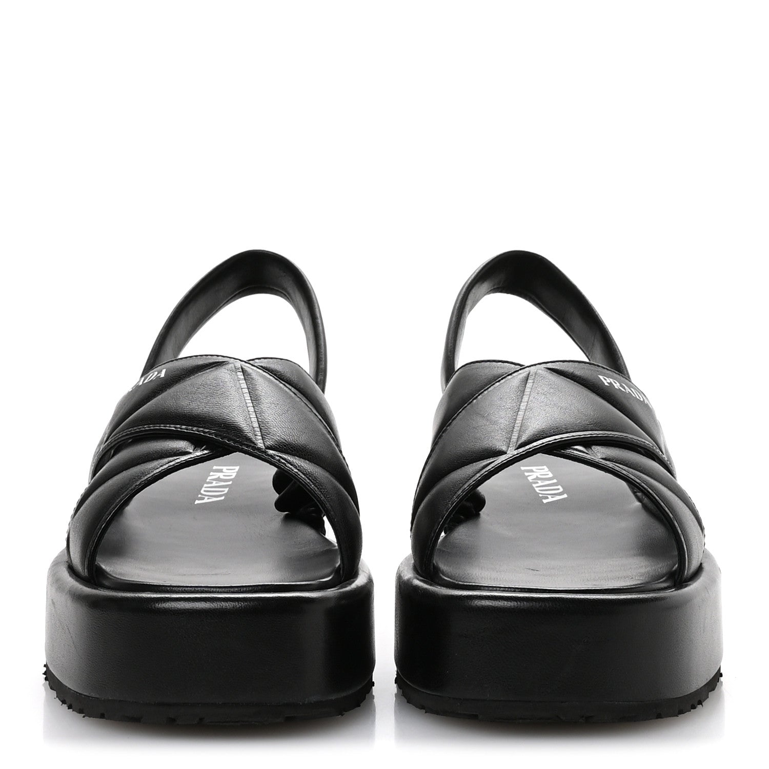 Nappa Quilted Padded Platform Slingback Sandals 38.5 Black