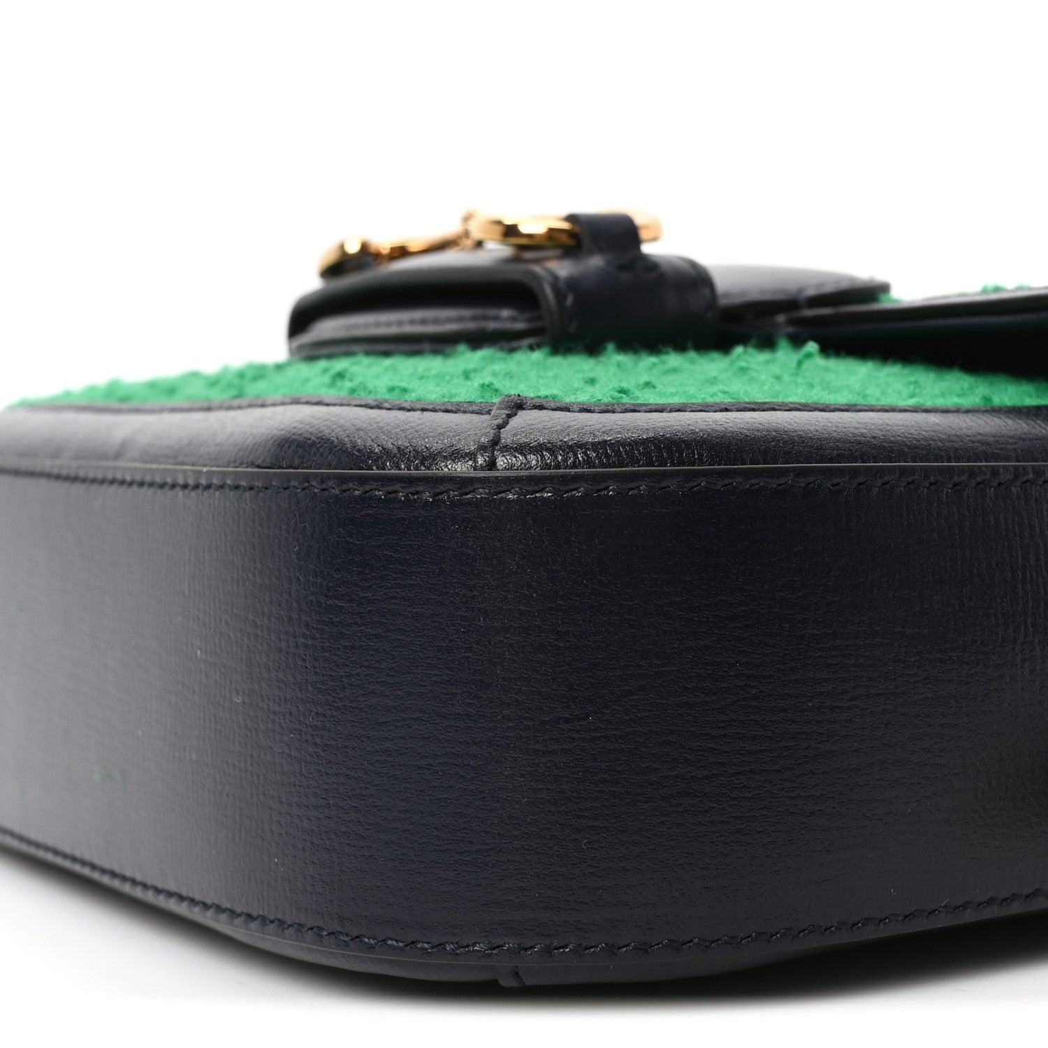 Casy Wool Azalea Calfskin Mini Horsebit 1955 Shoulder Bag Deep Deep Emerald Blue