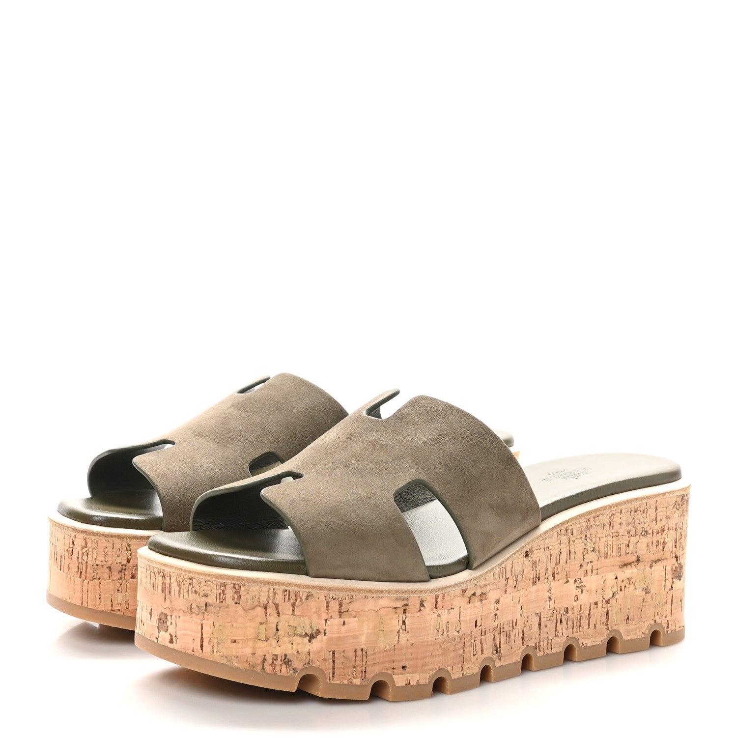 Suede Goatskin Cork Eze 30 Sandals 40 Vert Toundra