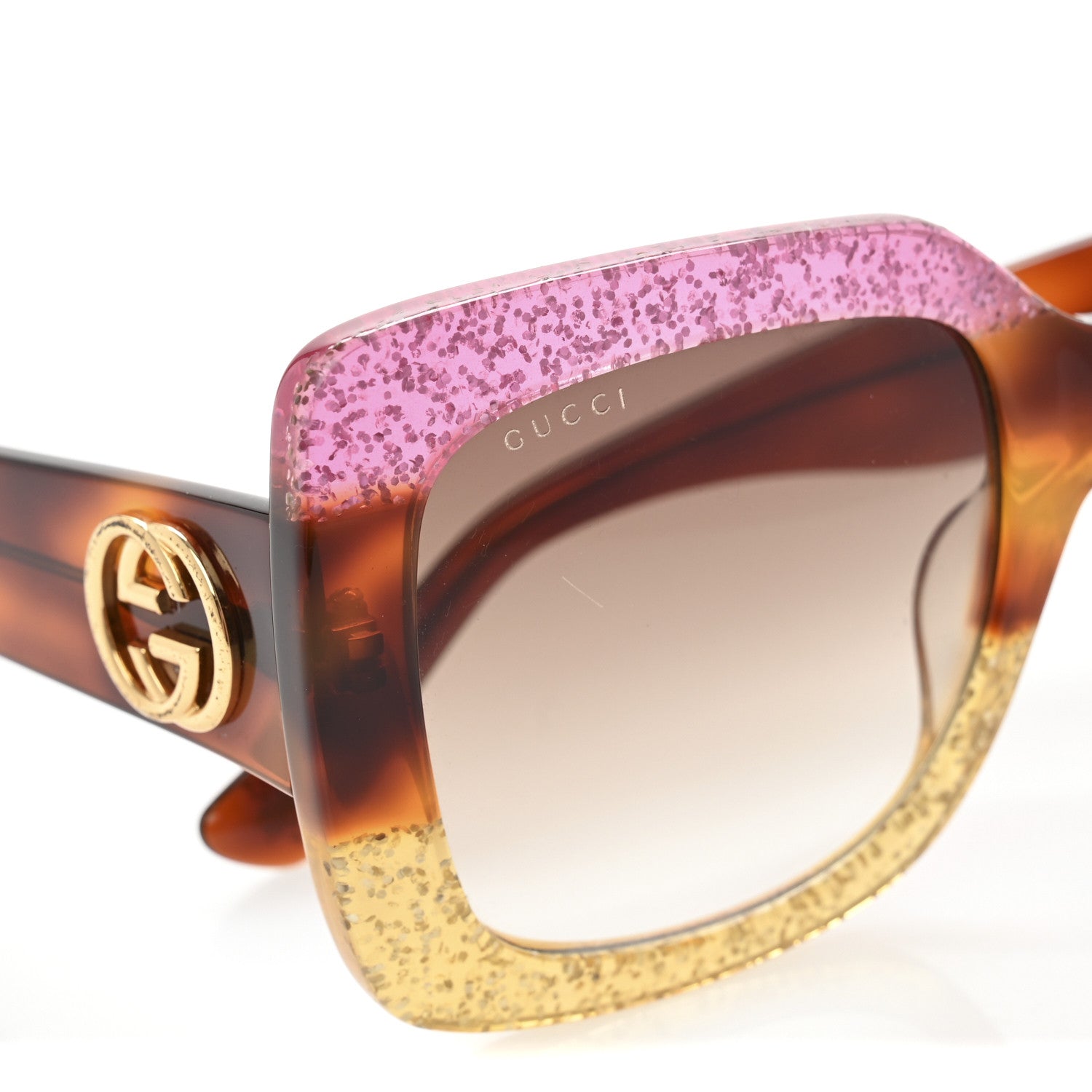 Square Frame GG0083S Sunglasses Glitter Pink Multi