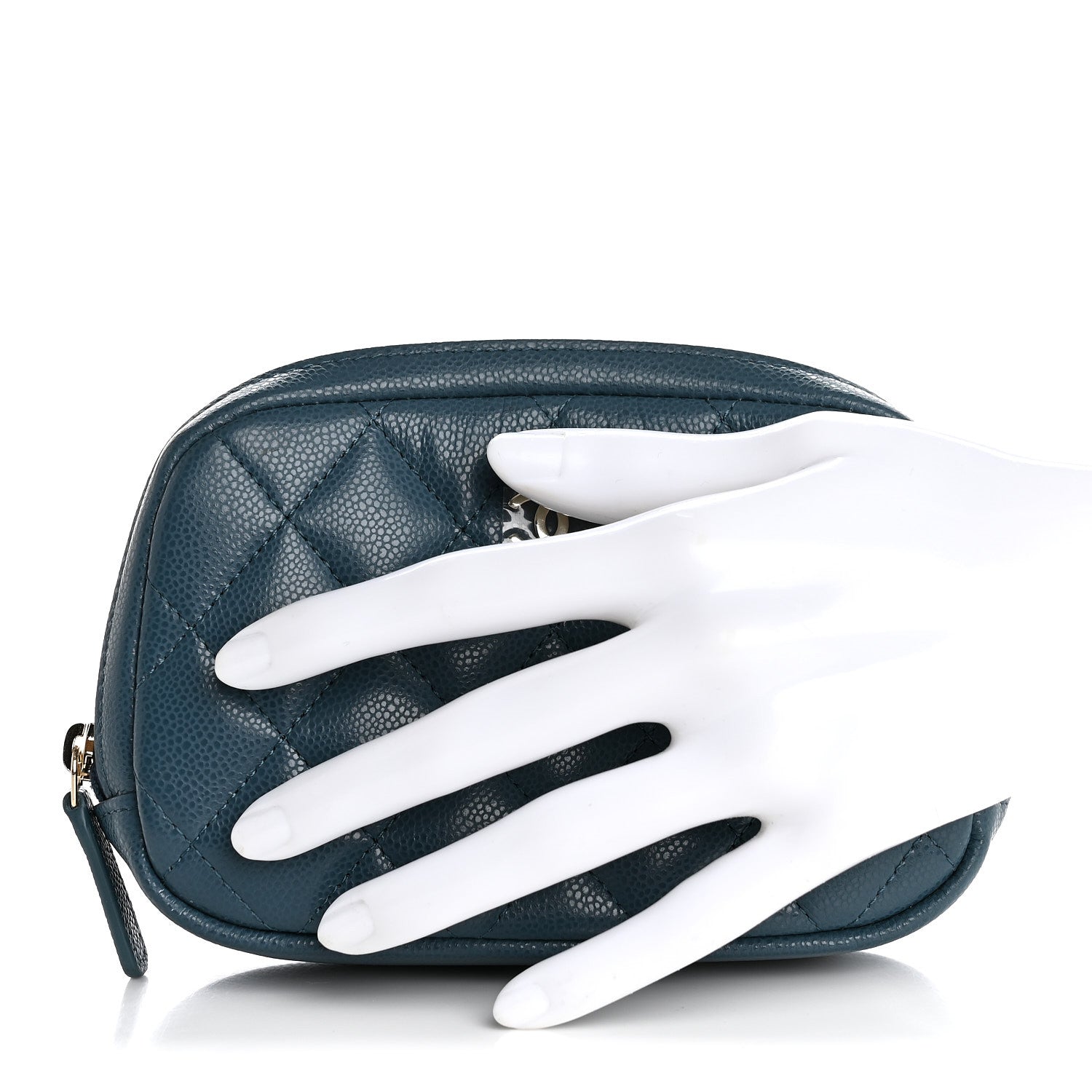 Caviar Quilted Small Curvy Pouch Cosmetic Case Blue