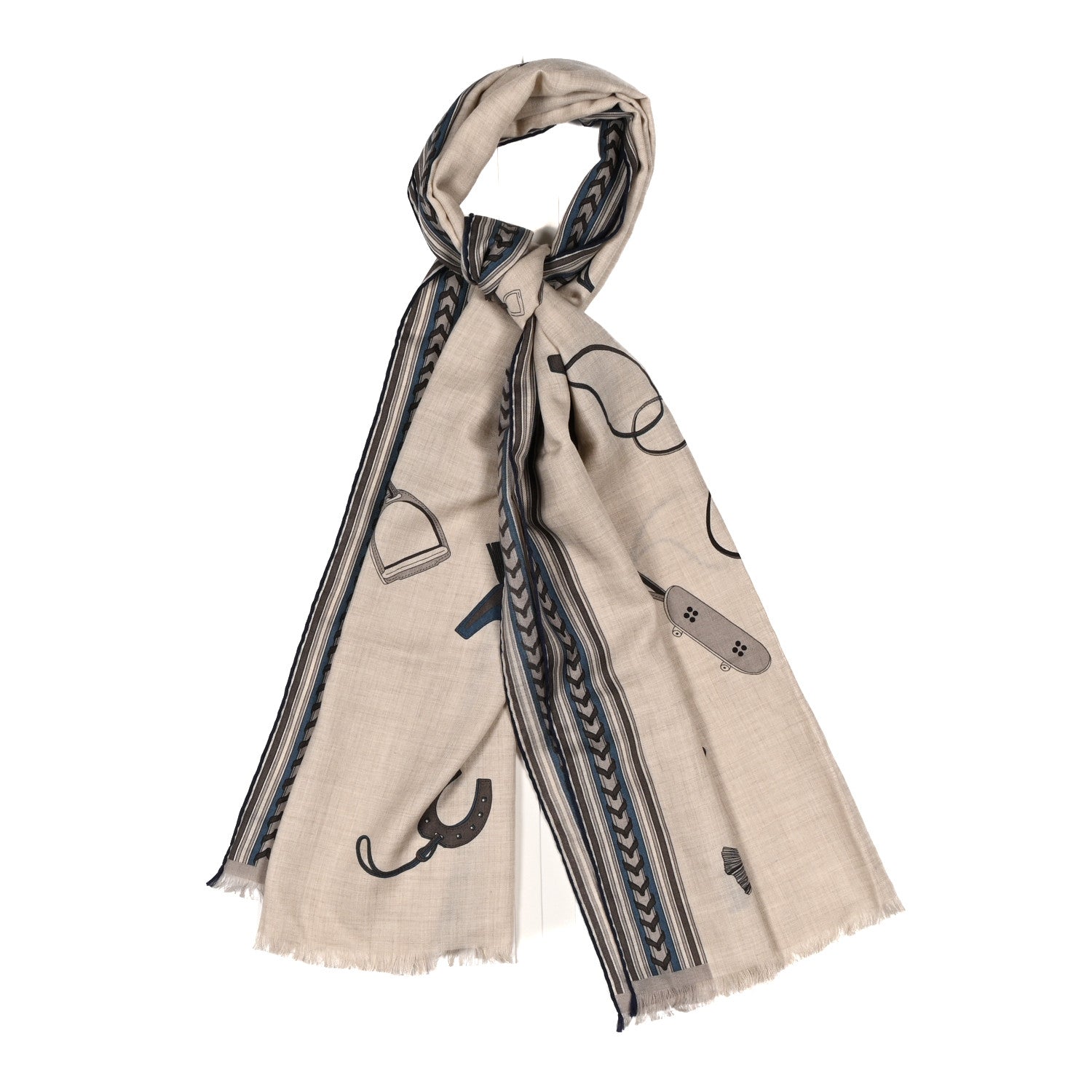 Cashmere Silk Et Gris Gris Rectangle Scarf Naturel Taupe Beige