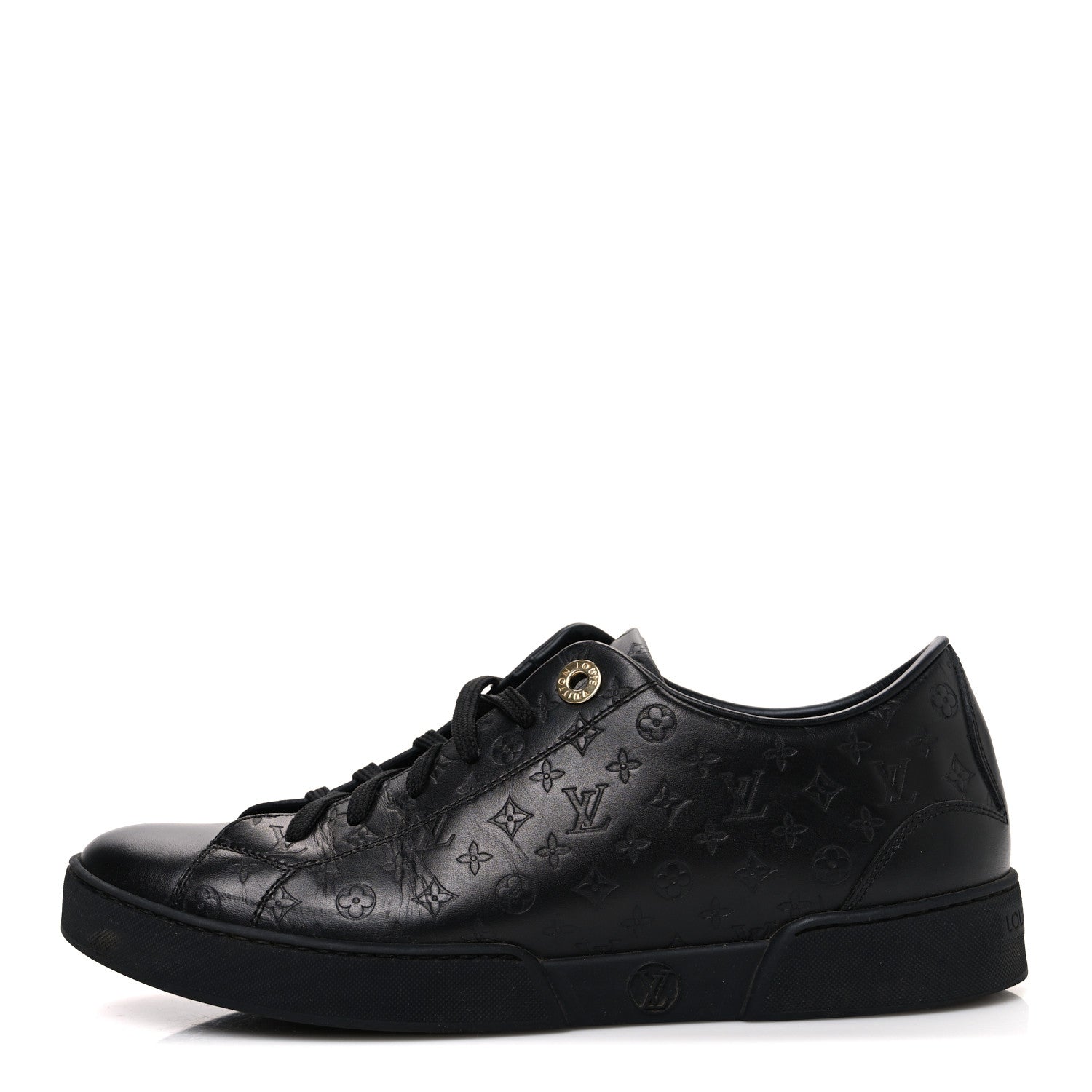 Calfskin Embossed Monogram Mens Luxembourg Sneakers 36 Black