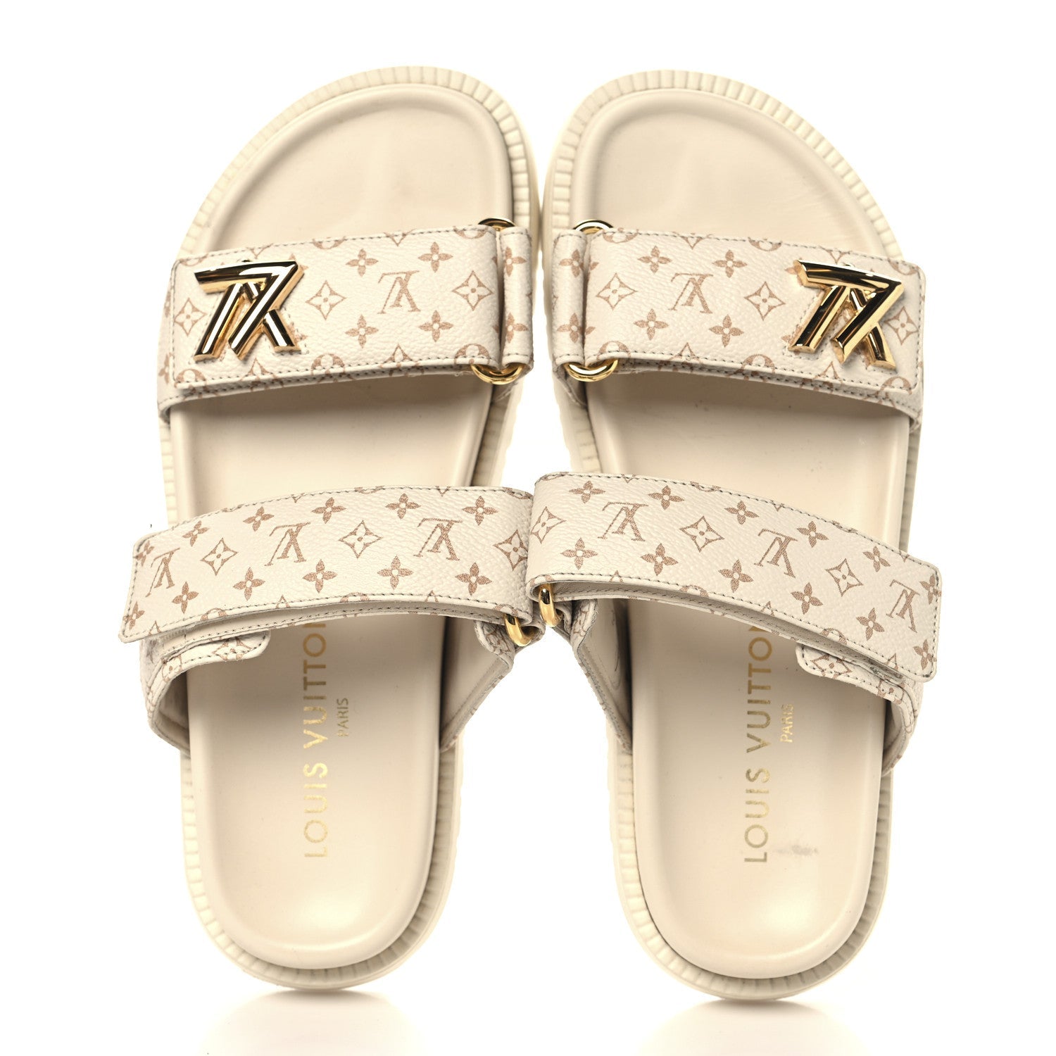 Monogram LV Sunset Comfort Flat Sandals 37 Dune