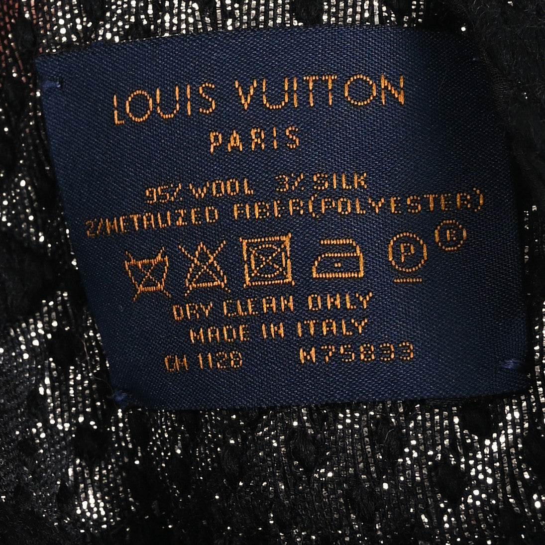 Wool Silk Logomania Shine Scarf Black