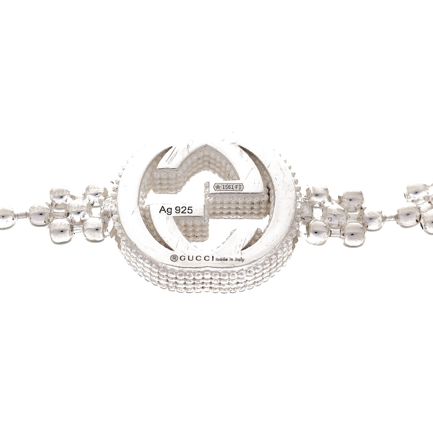 Sterling Silver Interlocking GG Beaded Flower Bracelet