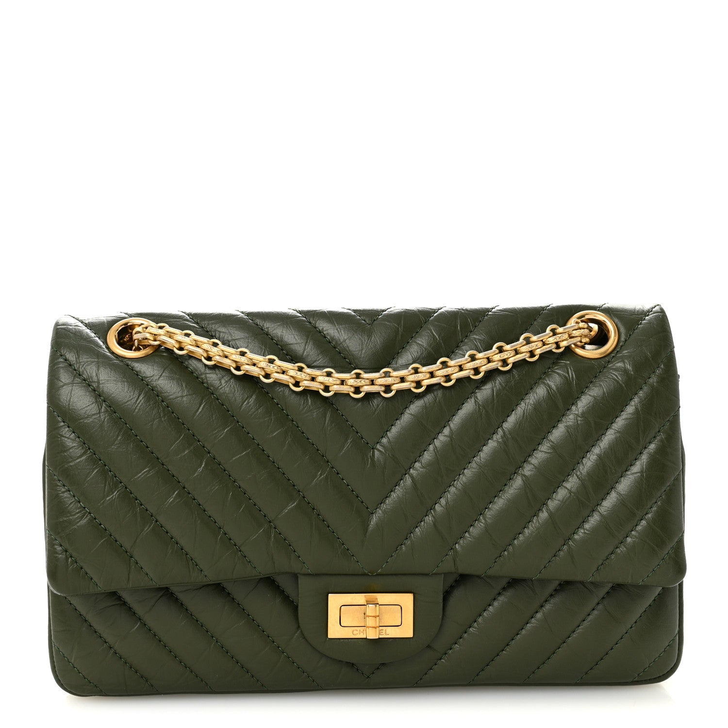Aged Calfskin Chevron Quilted 2.55 Reissue 225 Flap Green