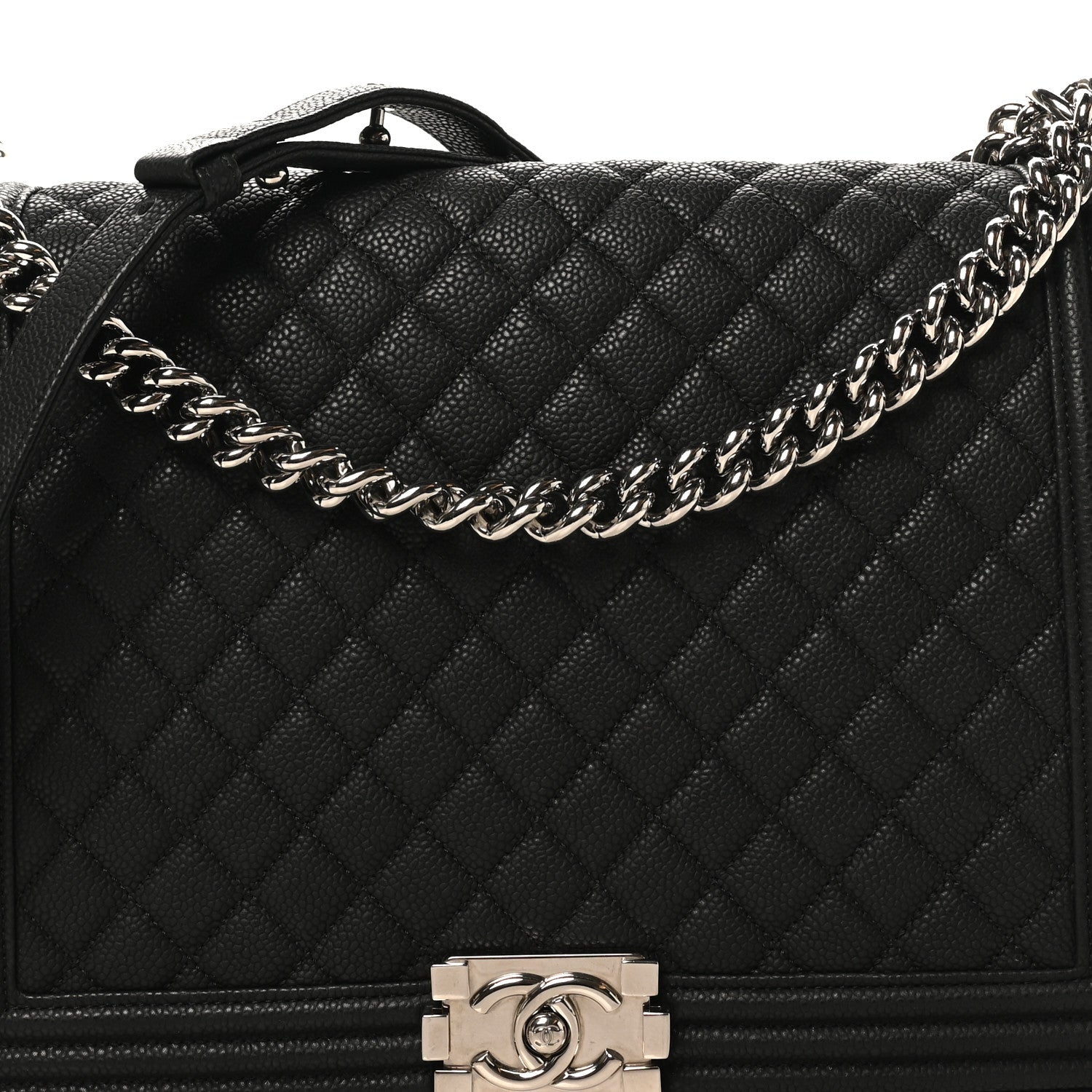 Caviar Quilted Large Boy Flap Black