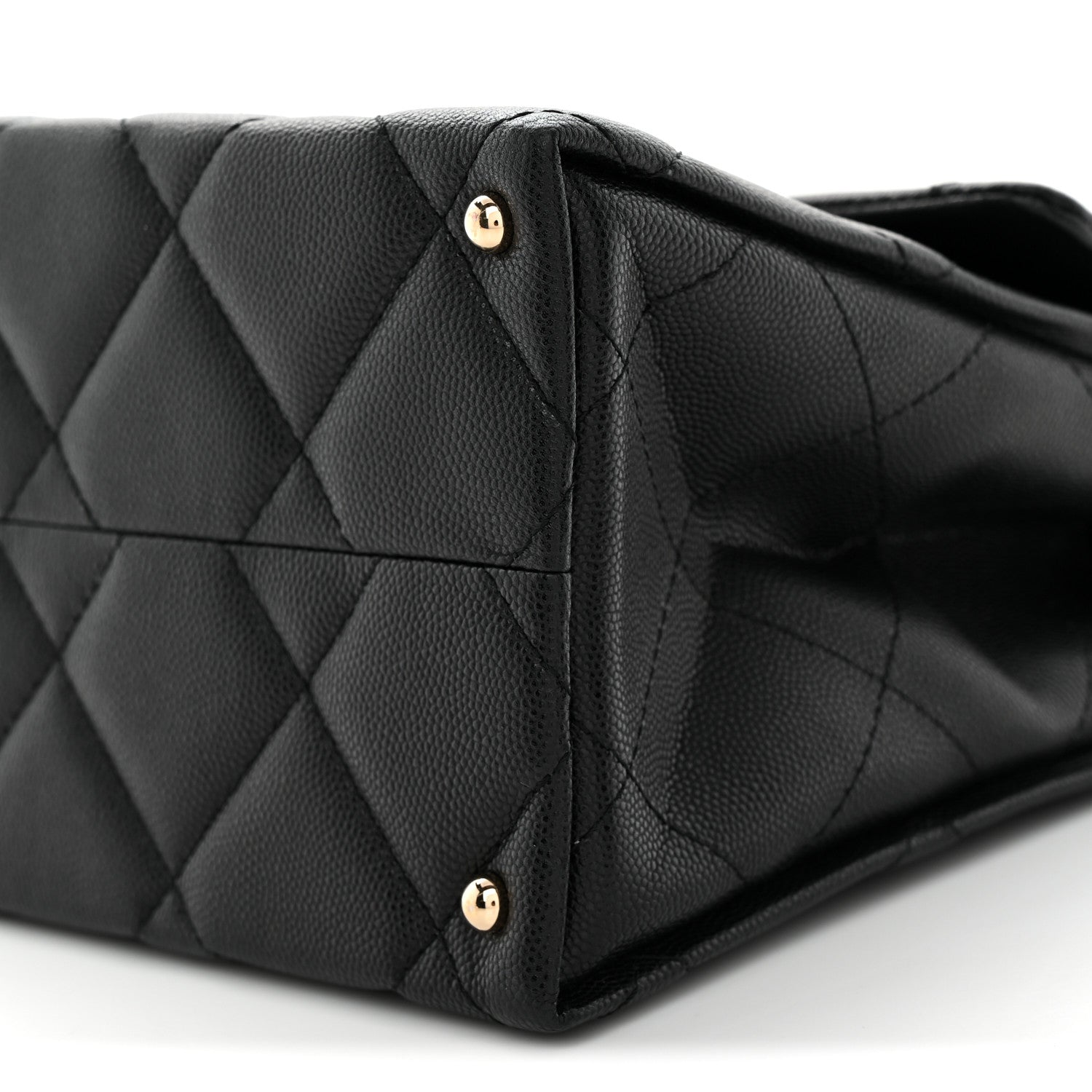 Caviar Quilted Medium Retro Twist Top Handle Flap Black