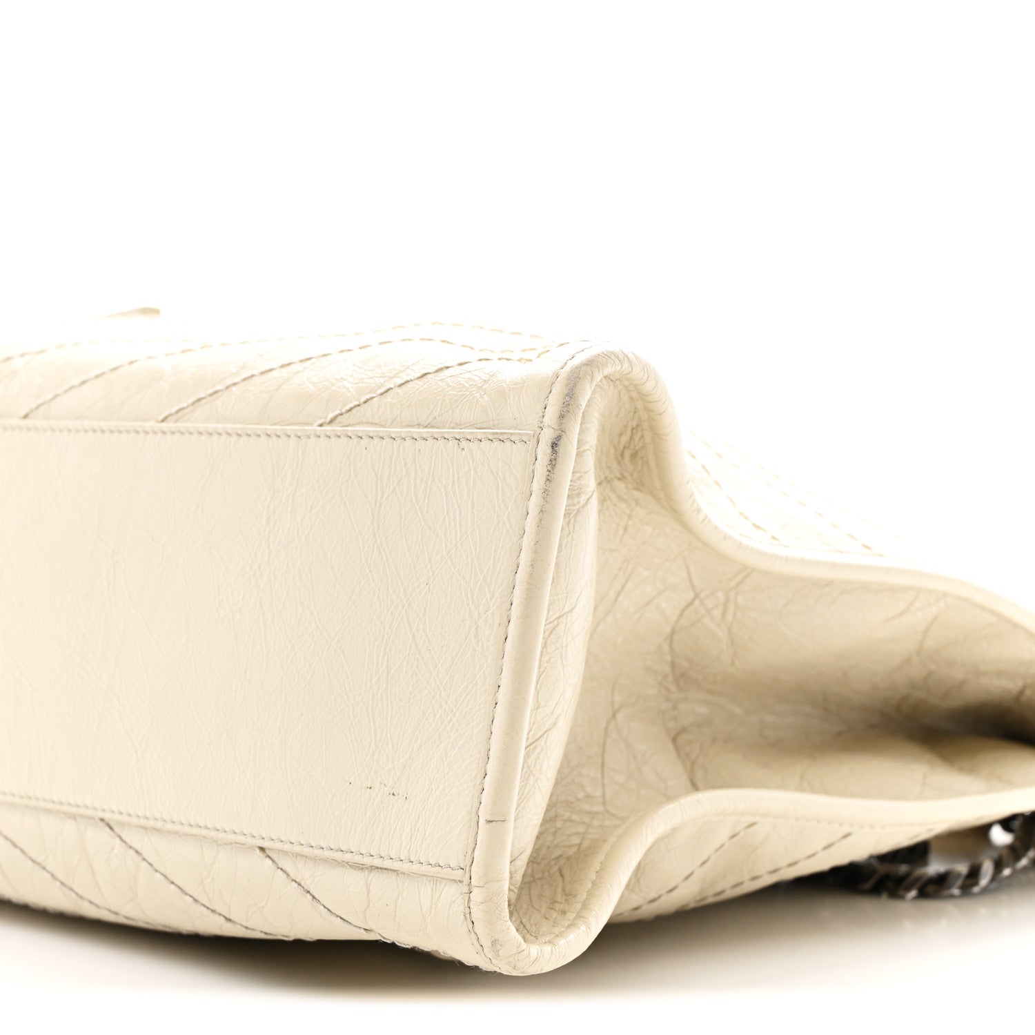 Crinkled Calfskin Matelasse Monogram Large Niki Shopper Tote Cream Soft