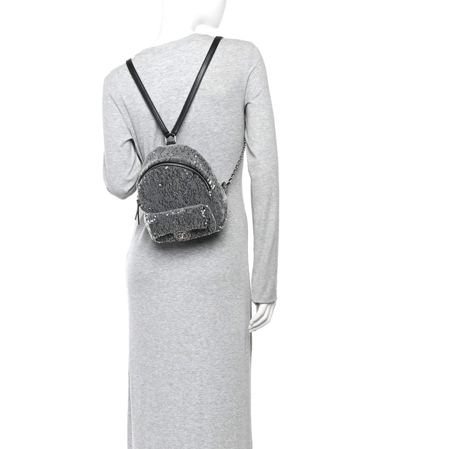 Sequin Waterfall Backpack Grey