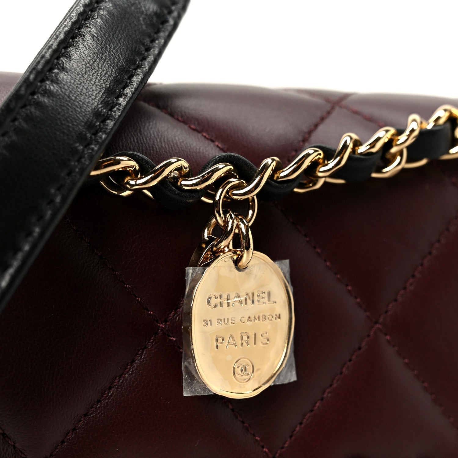 Lambskin Braided Calfskin Mini Flap Bag Dark Burgundy Black