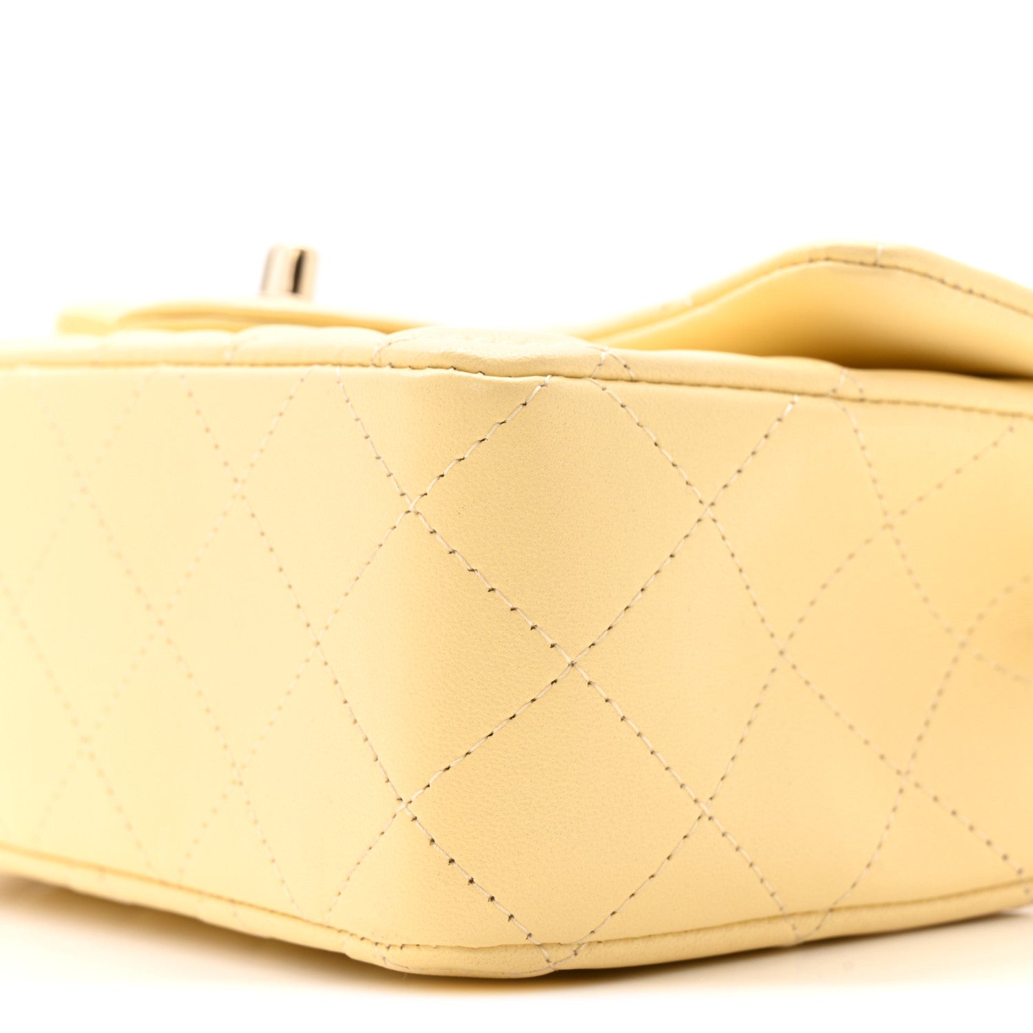 Lambskin Quilted Mini Rectangular Flap Yellow