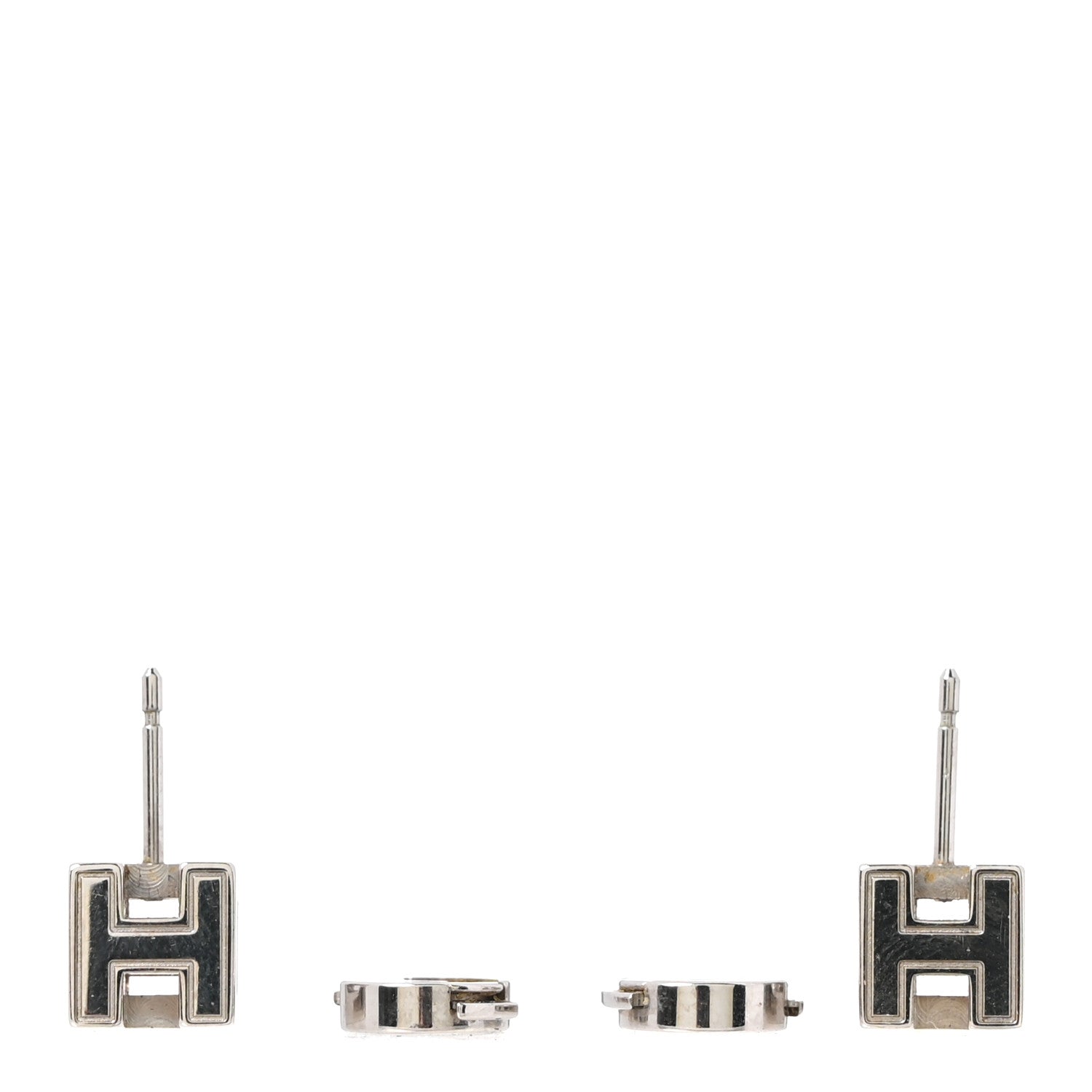 Palladium Lacquered Cage d'H Earrings White