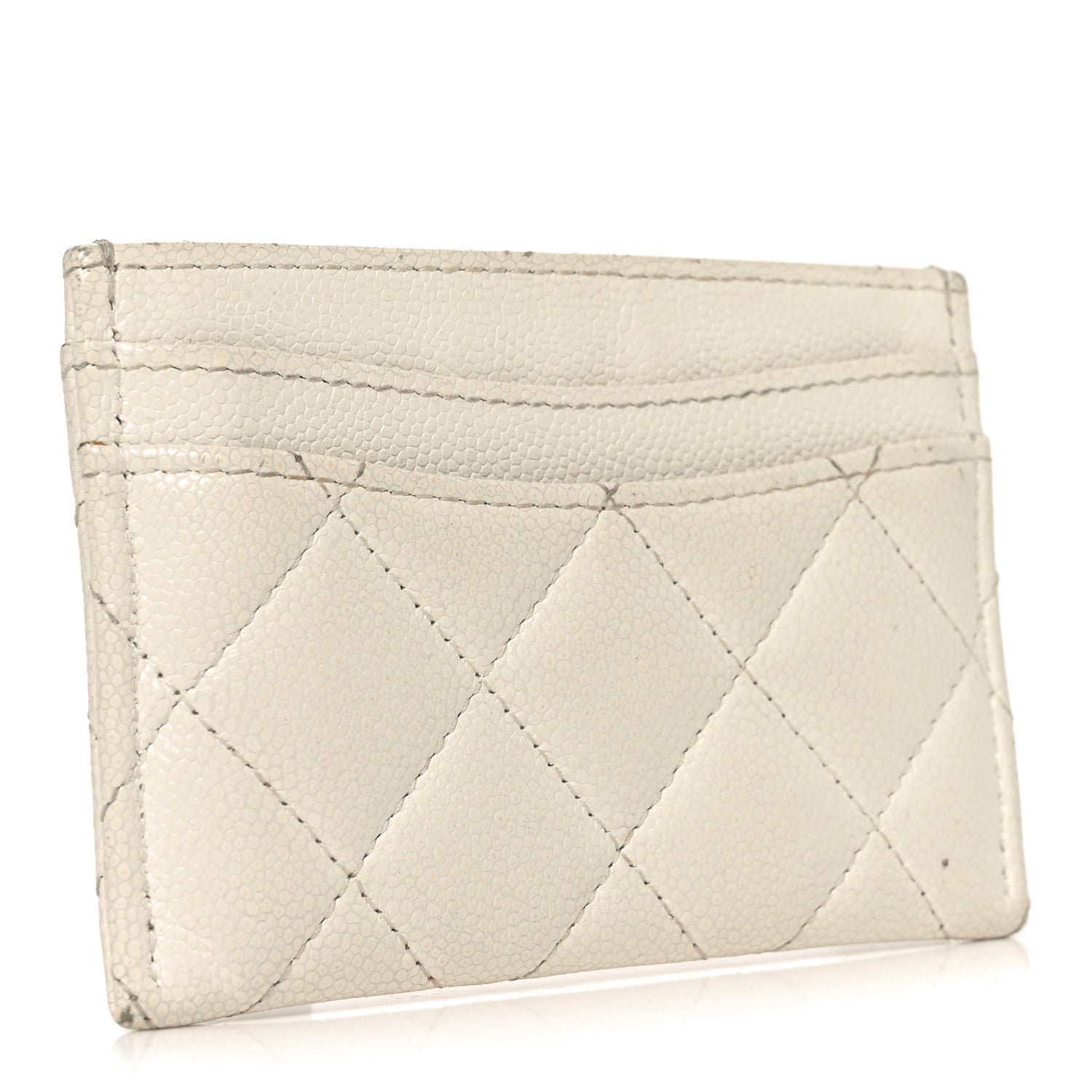 Caviar Quilted Card Holder White