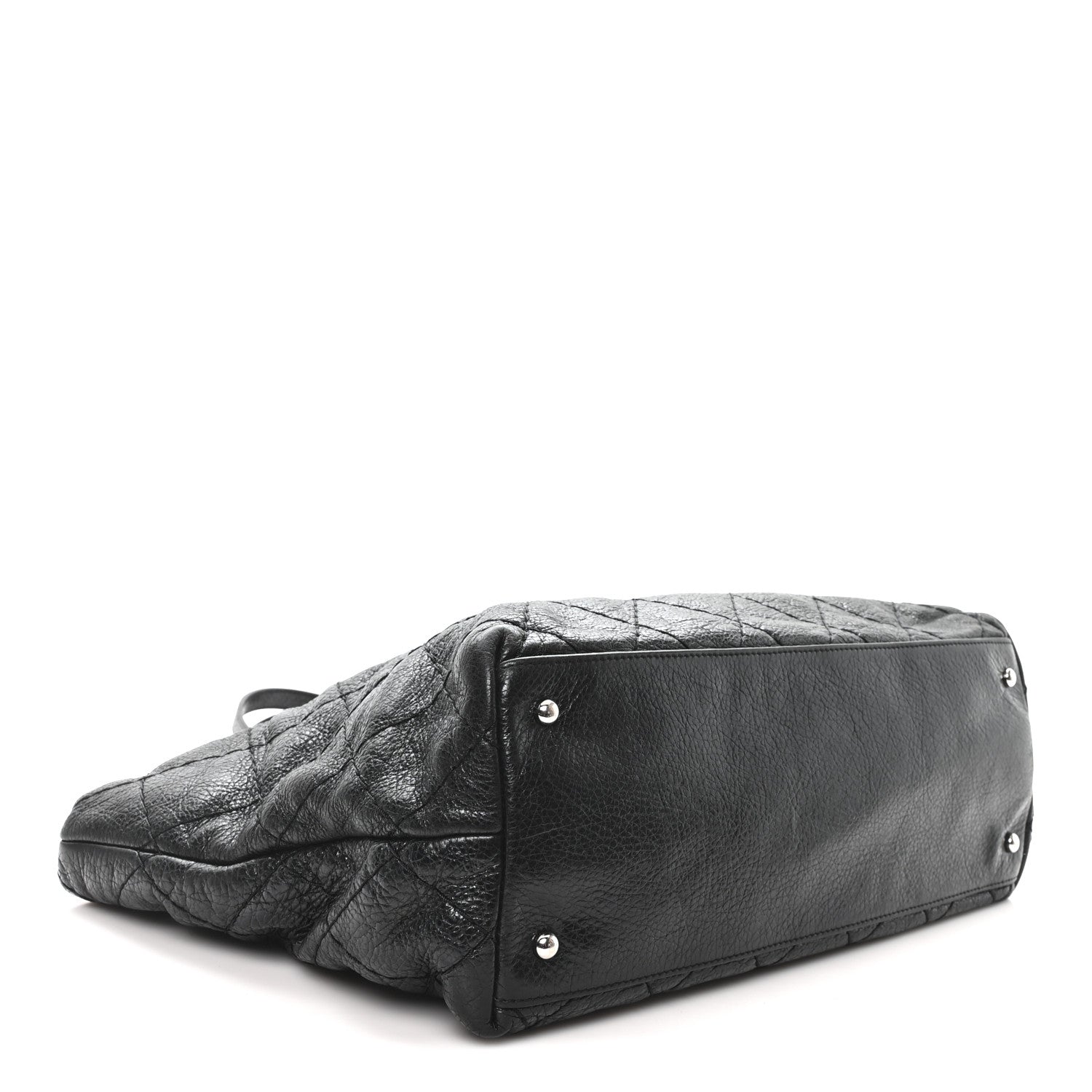 Glazed Calfskin Large On The Road Tote Black
