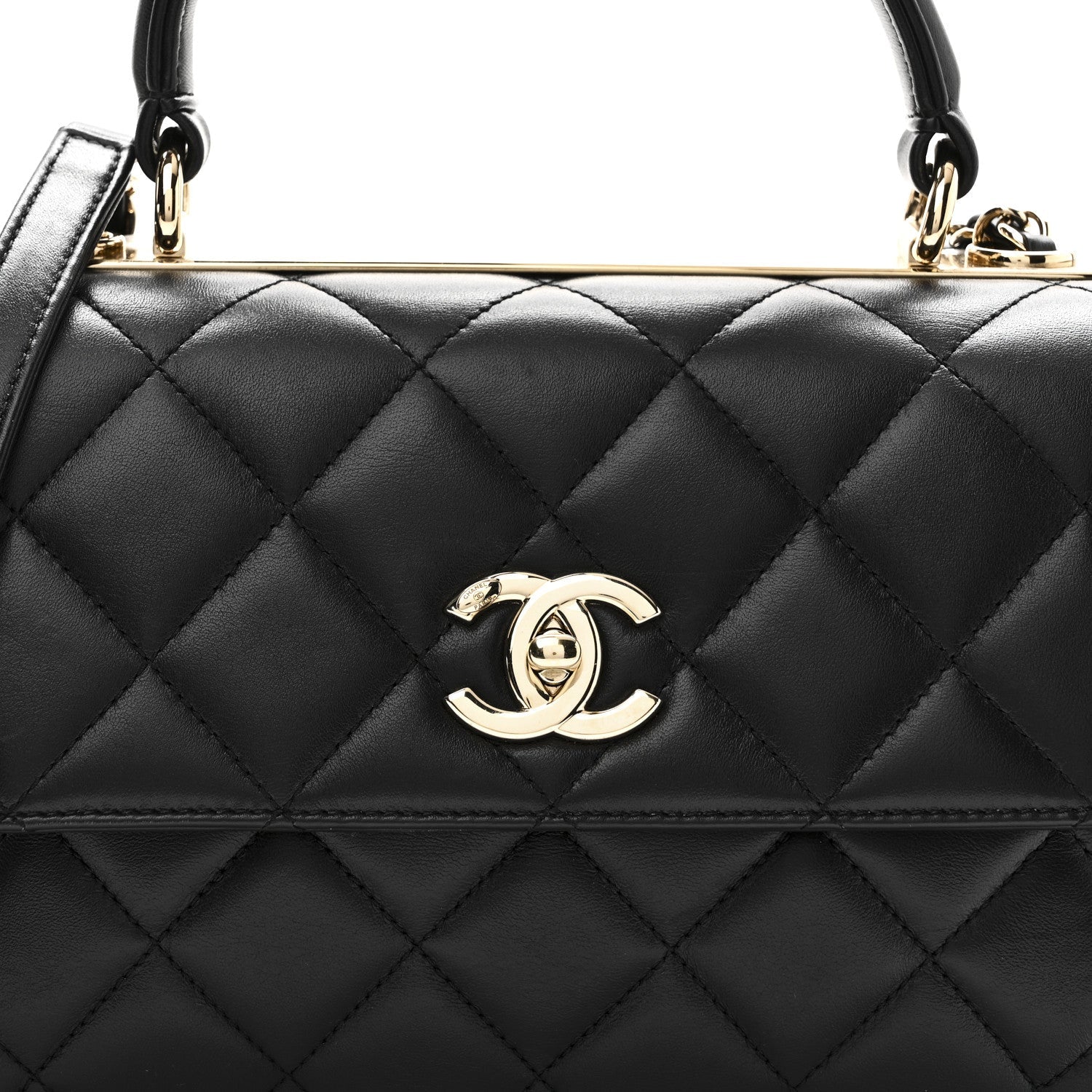 Lambskin Quilted Small Trendy CC Dual Handle Flap Bag Black