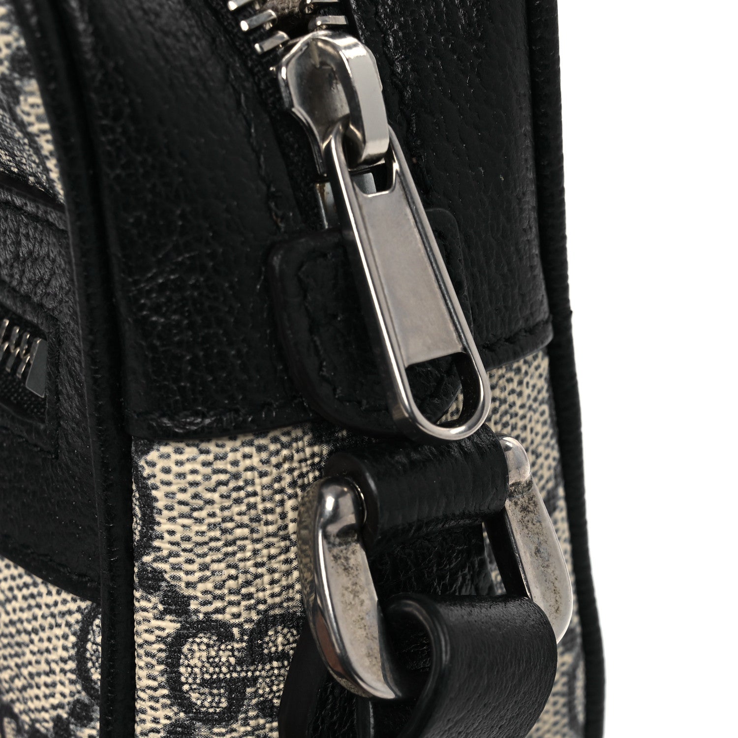 GG Supreme Monogram Textured Dollar Calfskin Web Mini Ophidia Shoulder Bag Beige Blue