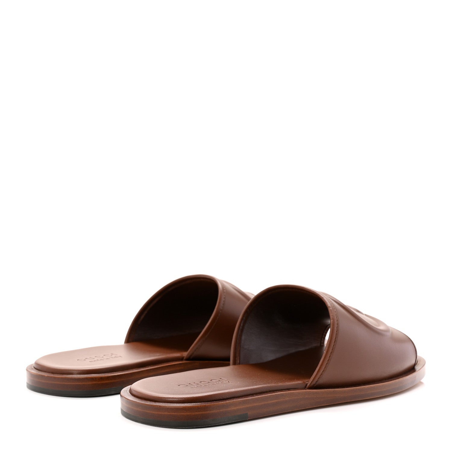Nappa Samoa Interlocking G Mens Slide Sandals 9 Olivier Brown