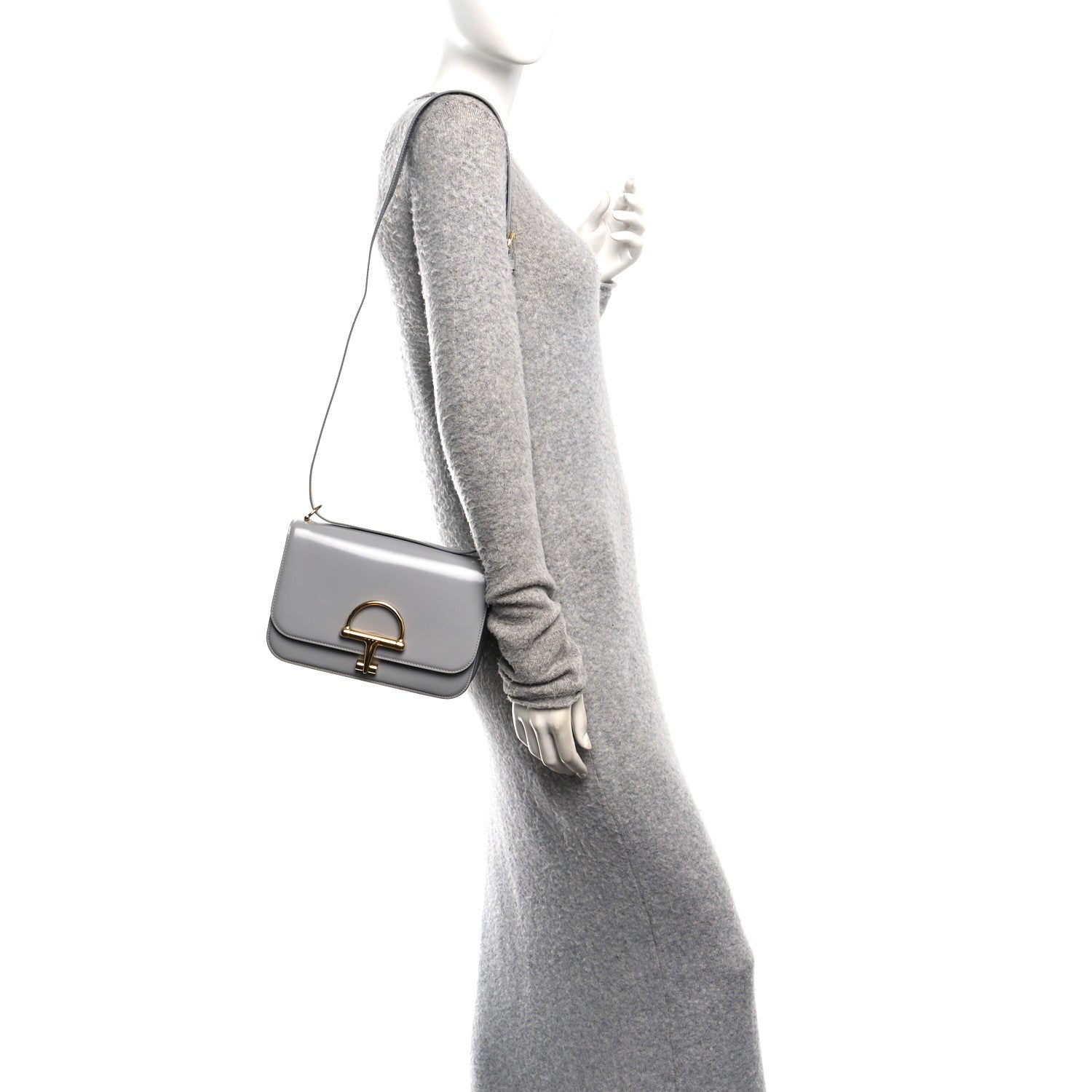 Calfskin Siena Small Shoulder Bag Grey