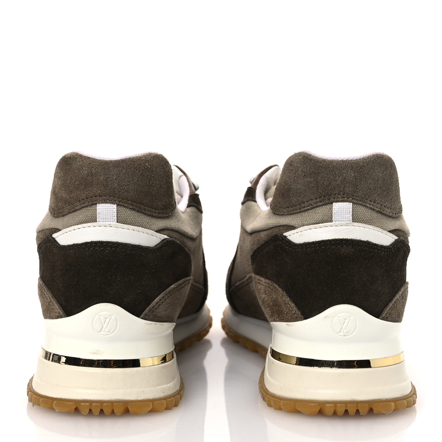 Calfskin Suede Run Away Sneakers 37.5 Kaki