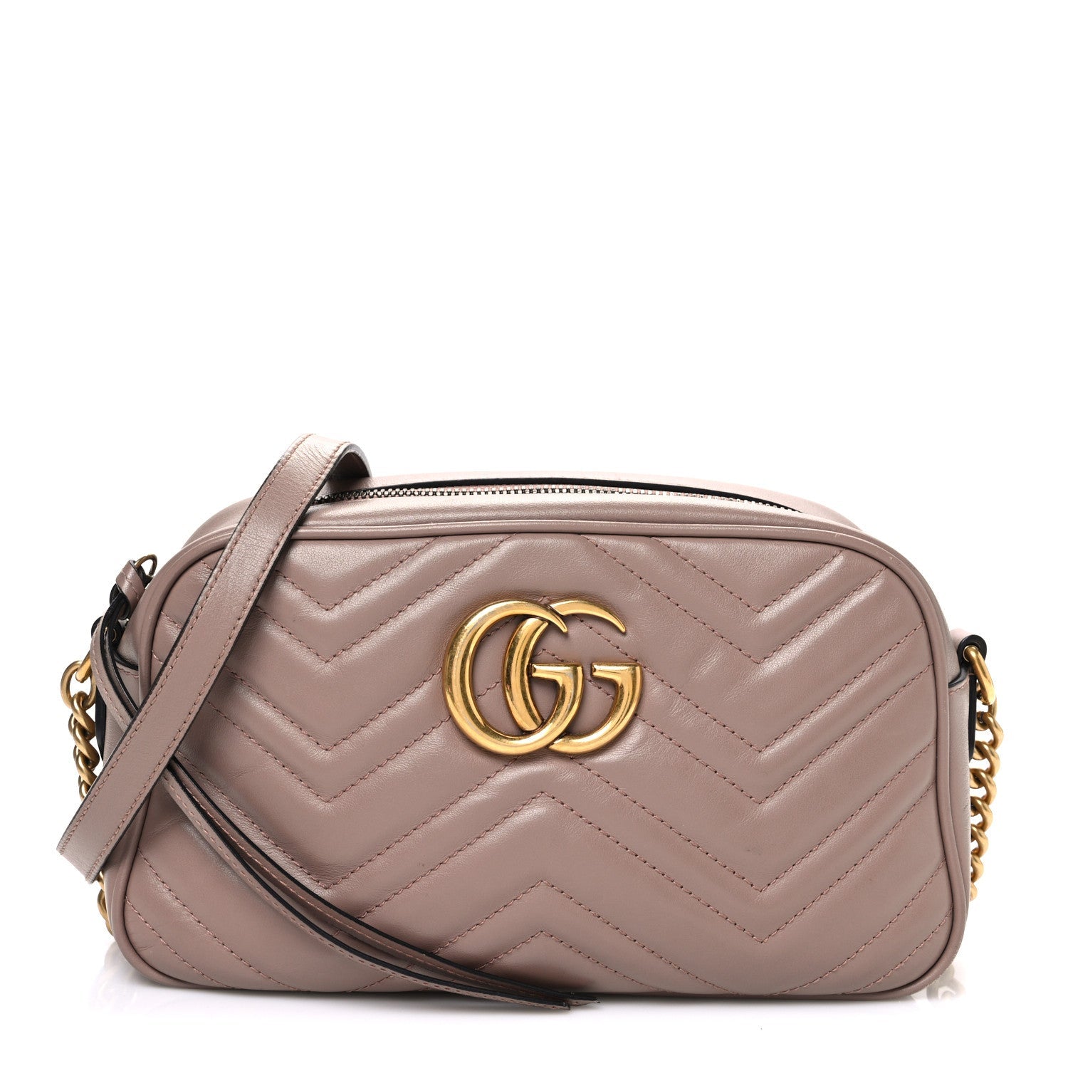 Calfskin Matelasse Small GG Marmont Chain Shoulder Bag Porcelain Rose