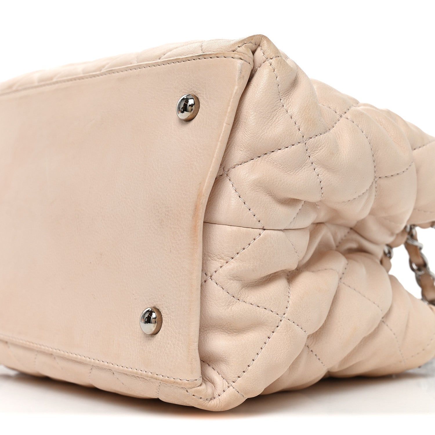 Lambskin Quilted Mini Chain Me Tote Light Beige