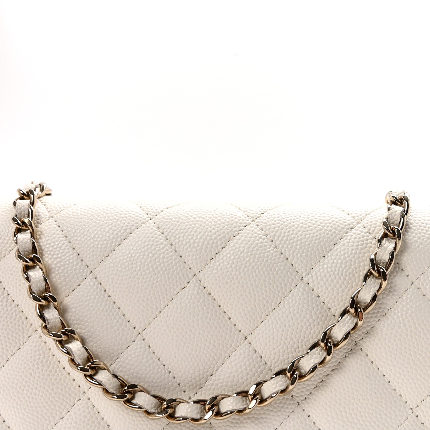 Caviar Quilted Wallet On Chain WOC White