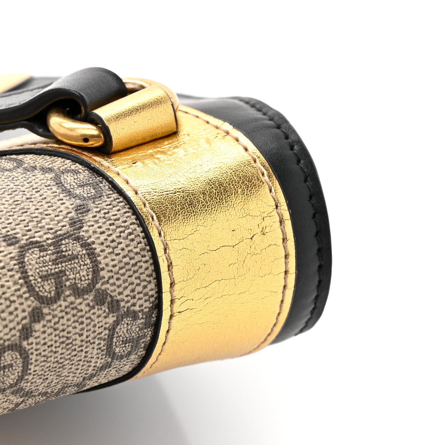 GG Supreme Monogram Small Osiride Shoulder Bag Black Gold