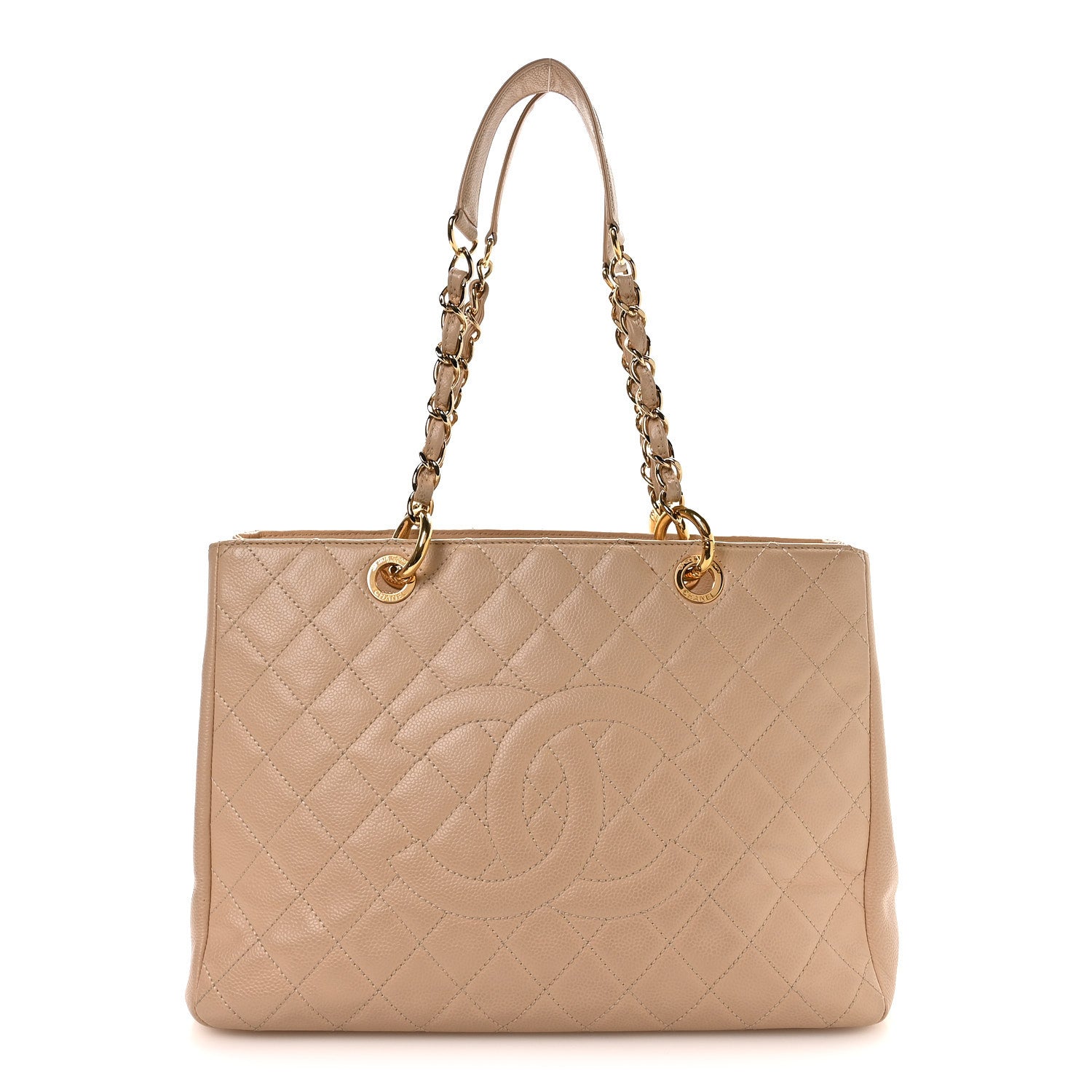 Caviar Quilted Grand Shopping Tote GST Beige Clair