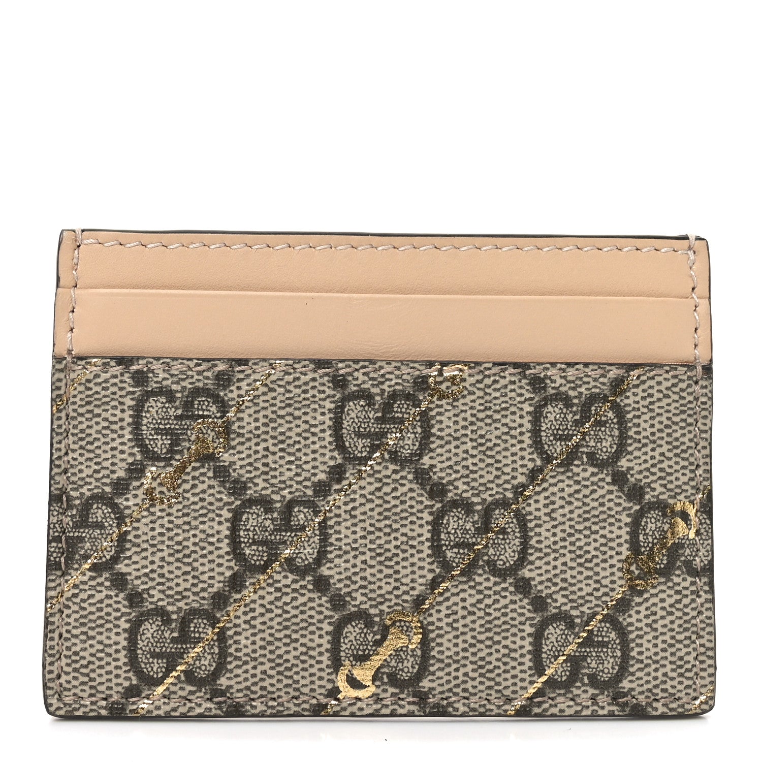 GG Supreme Monogram Horsebit Card Holder Beige