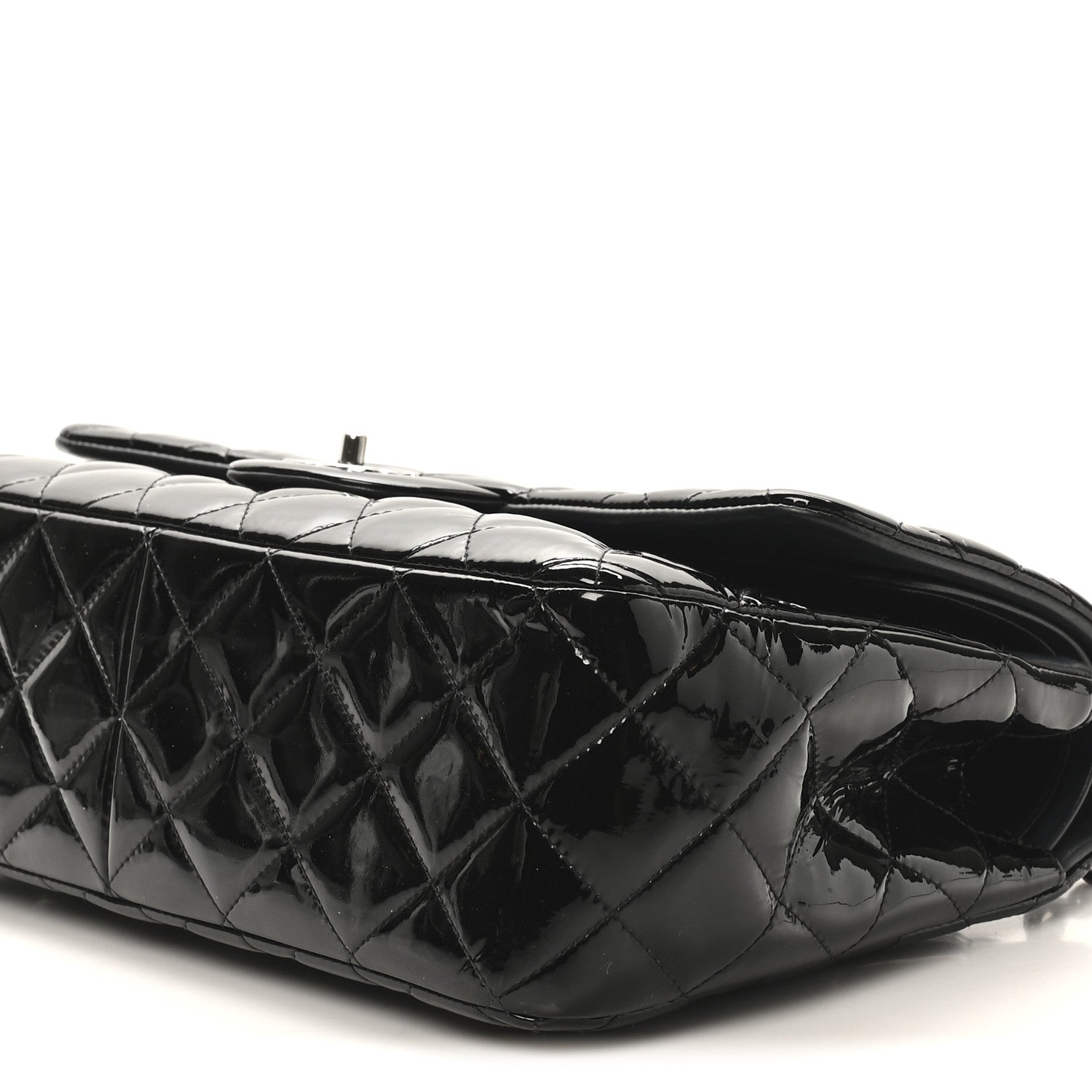 Patent Quilted Jumbo Double Flap Black