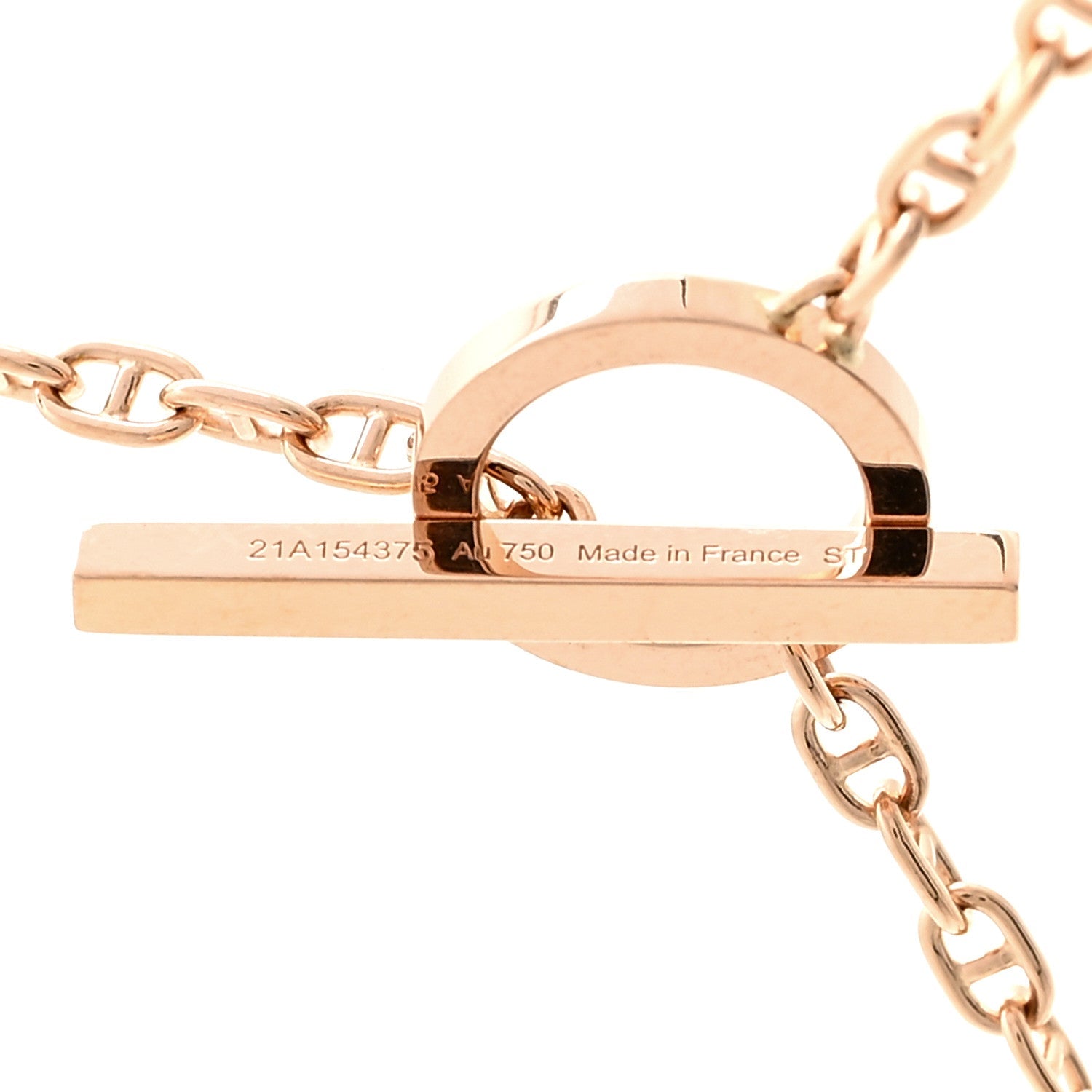 18K Rose Gold Diamond GM Chaine D'Ancre Contour Pendant Necklace ST