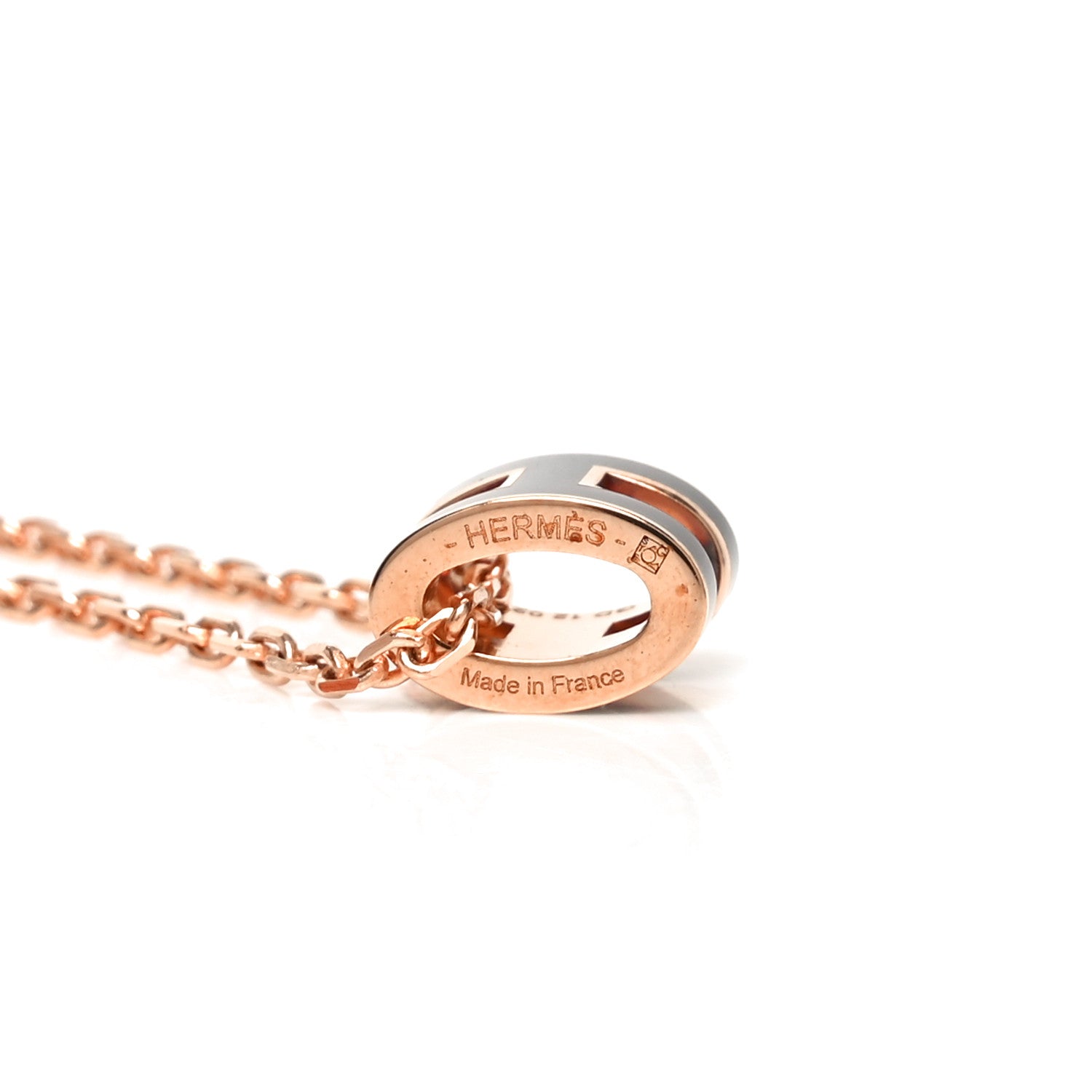 Lacquered Rose Gold Mini Pop H Pendant Necklace Black