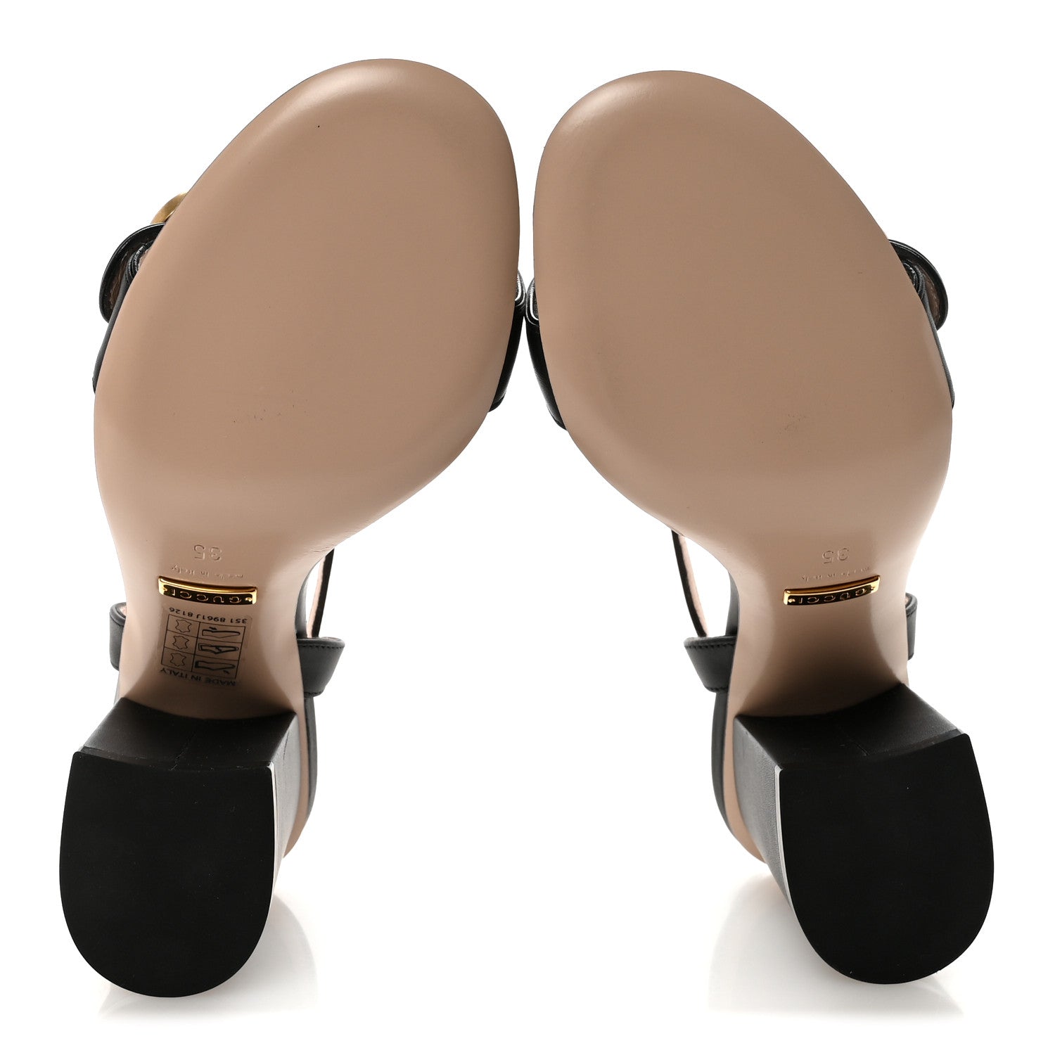 Lifford Calfskin GG Marmont Ankle Wrap 75mm Sandals 35 Black