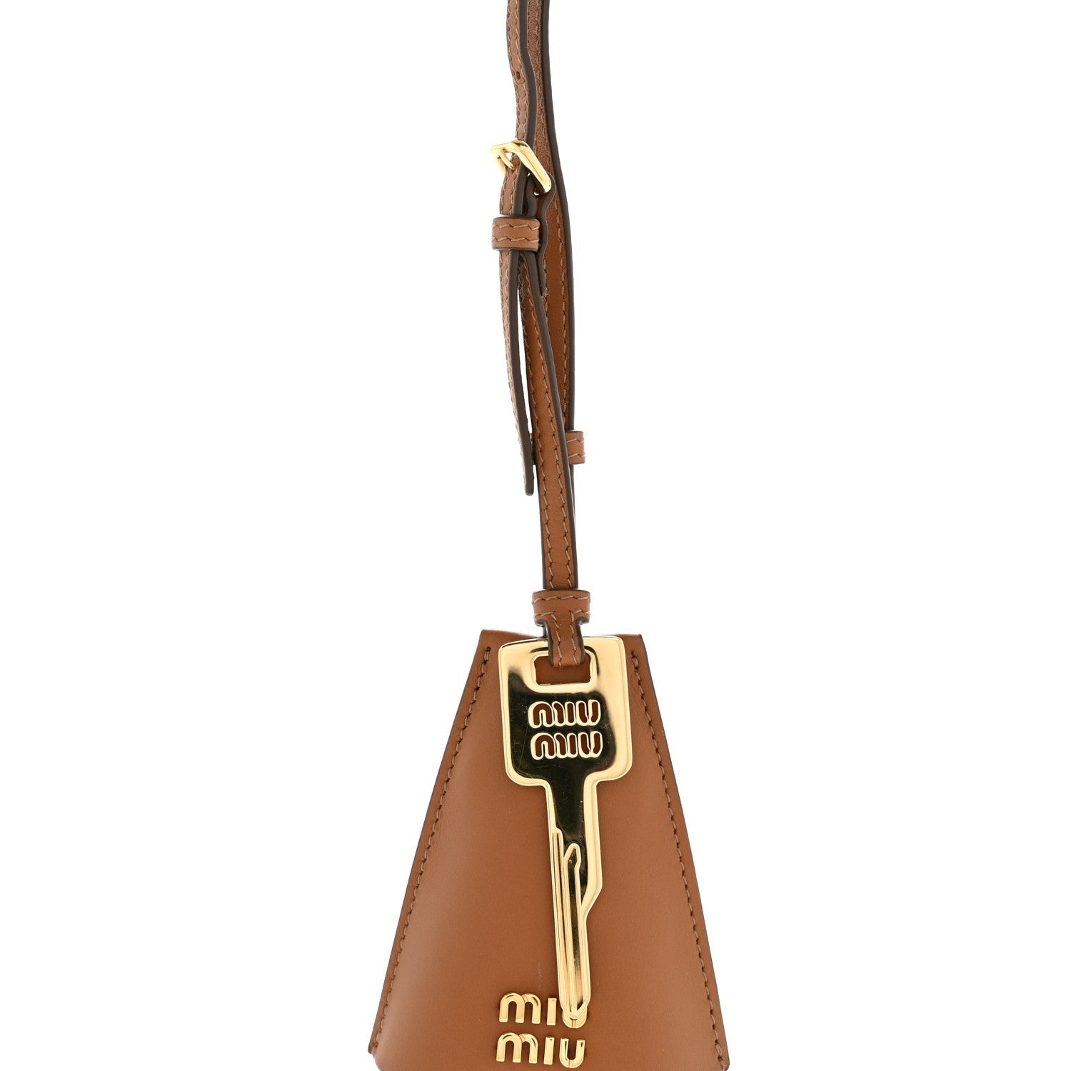 Calfskin Trick Pelle Bag Charm Cognac