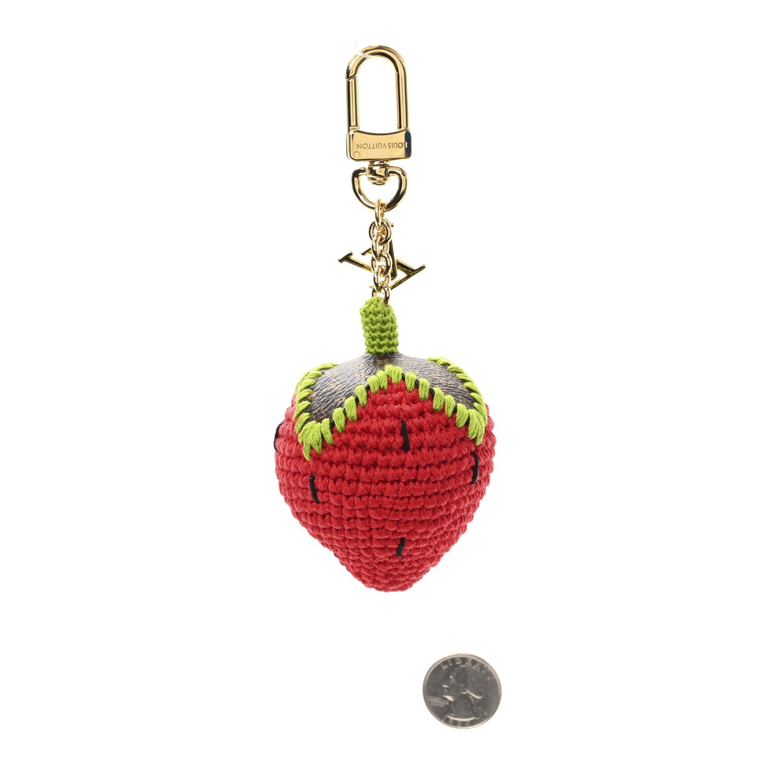 Crochet Monogram Embroidered Berrylicious Bag Charm Rouge