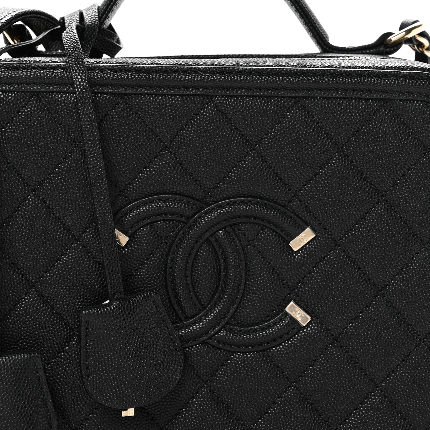 Caviar Quilted Medium CC Filigree Vanity Case Black