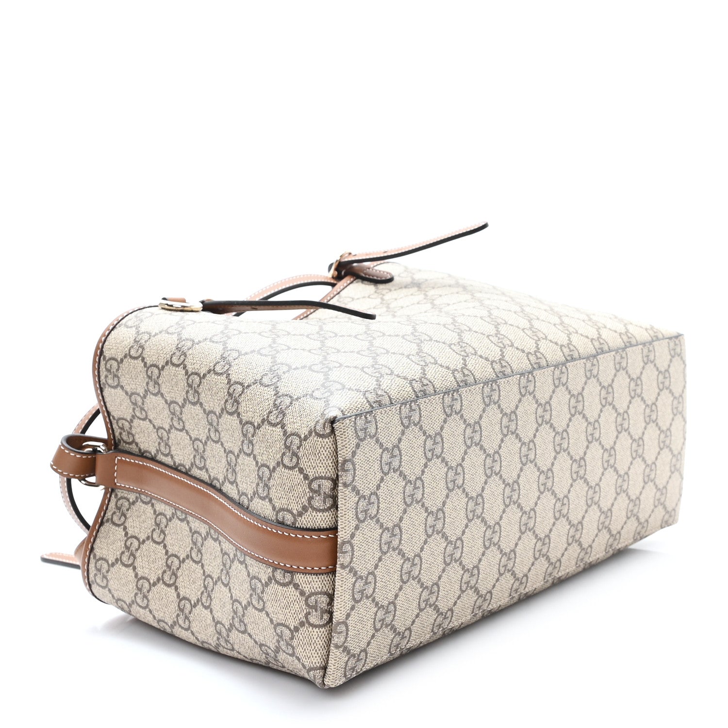 GG Supreme Monogram Emblem Medium Tote Bag Beige Dark Brown