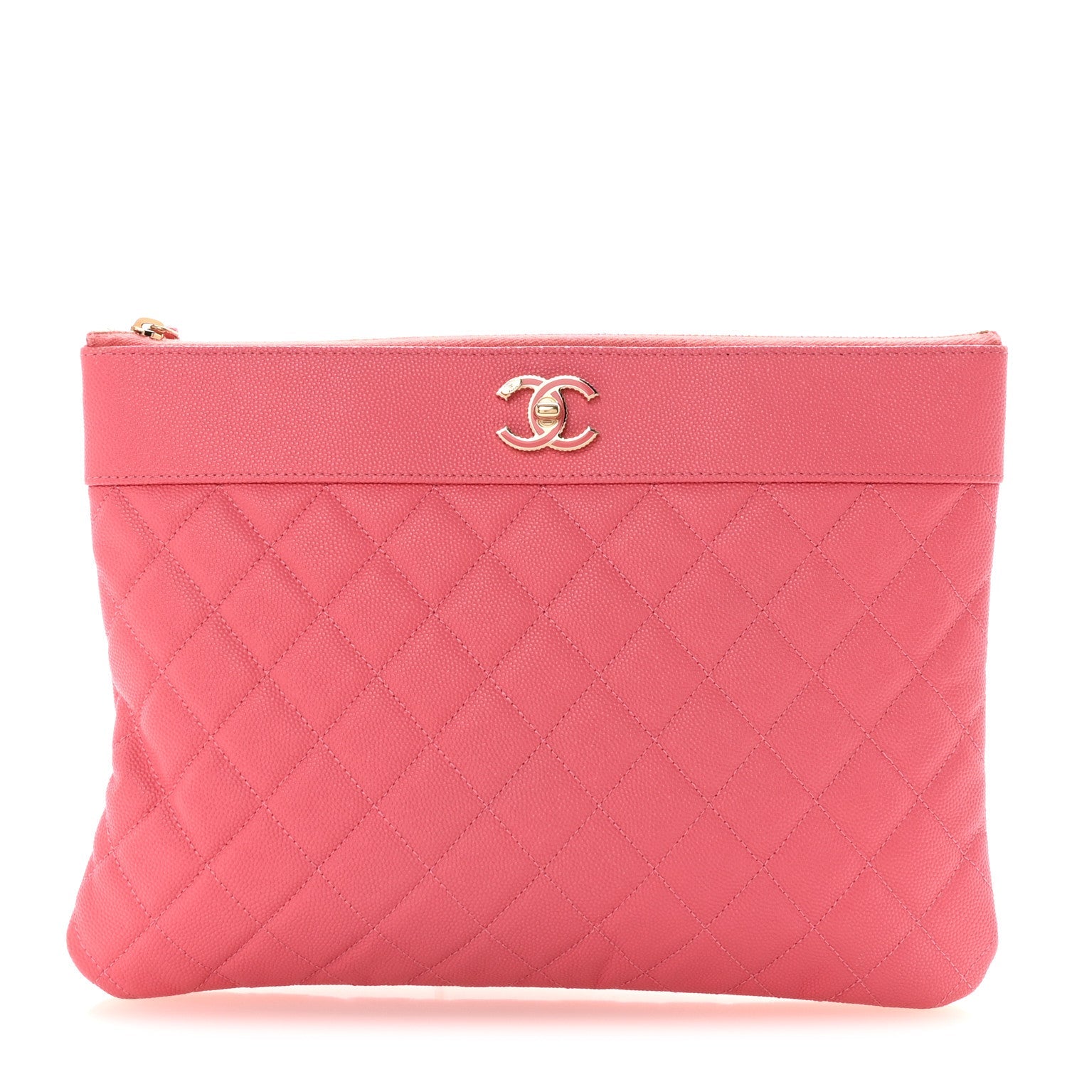 Caviar Quilted Medium Vintage Mademoiselle Cosmetic Case Pink