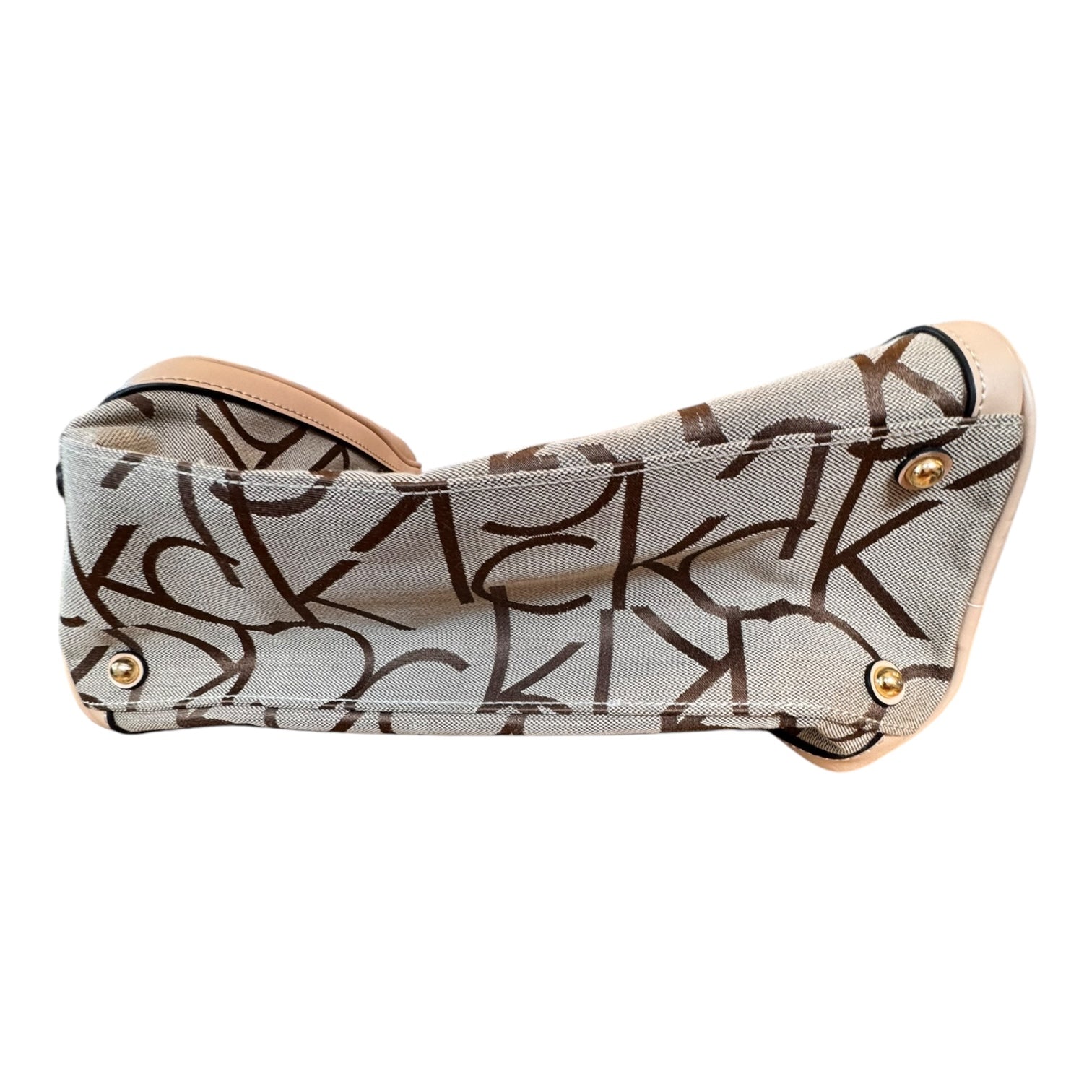 Handbag By Calvin Klein In Brown & Cream, Size:Medium
