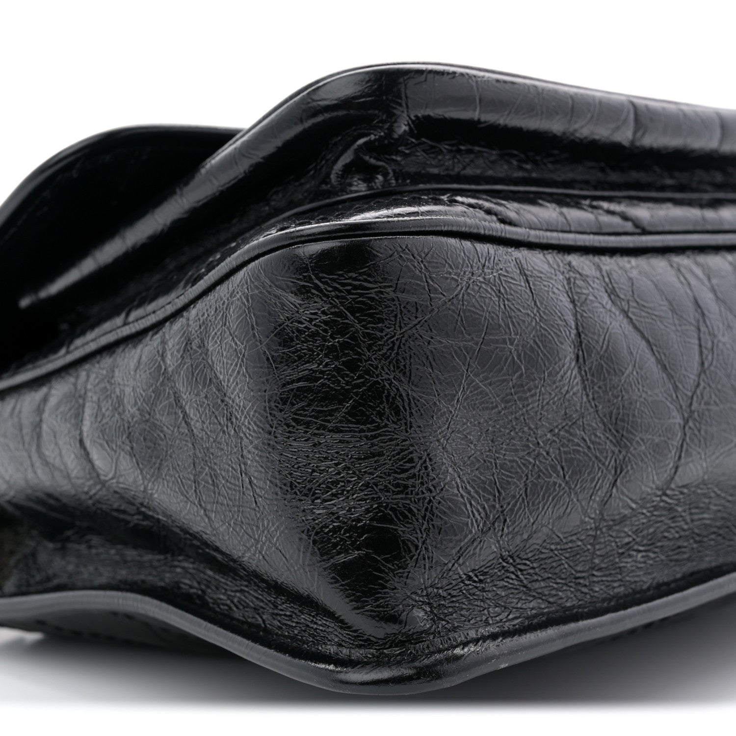 Crinkled Calfskin Matelasse Monogram Medium Niki Chain Satchel Black