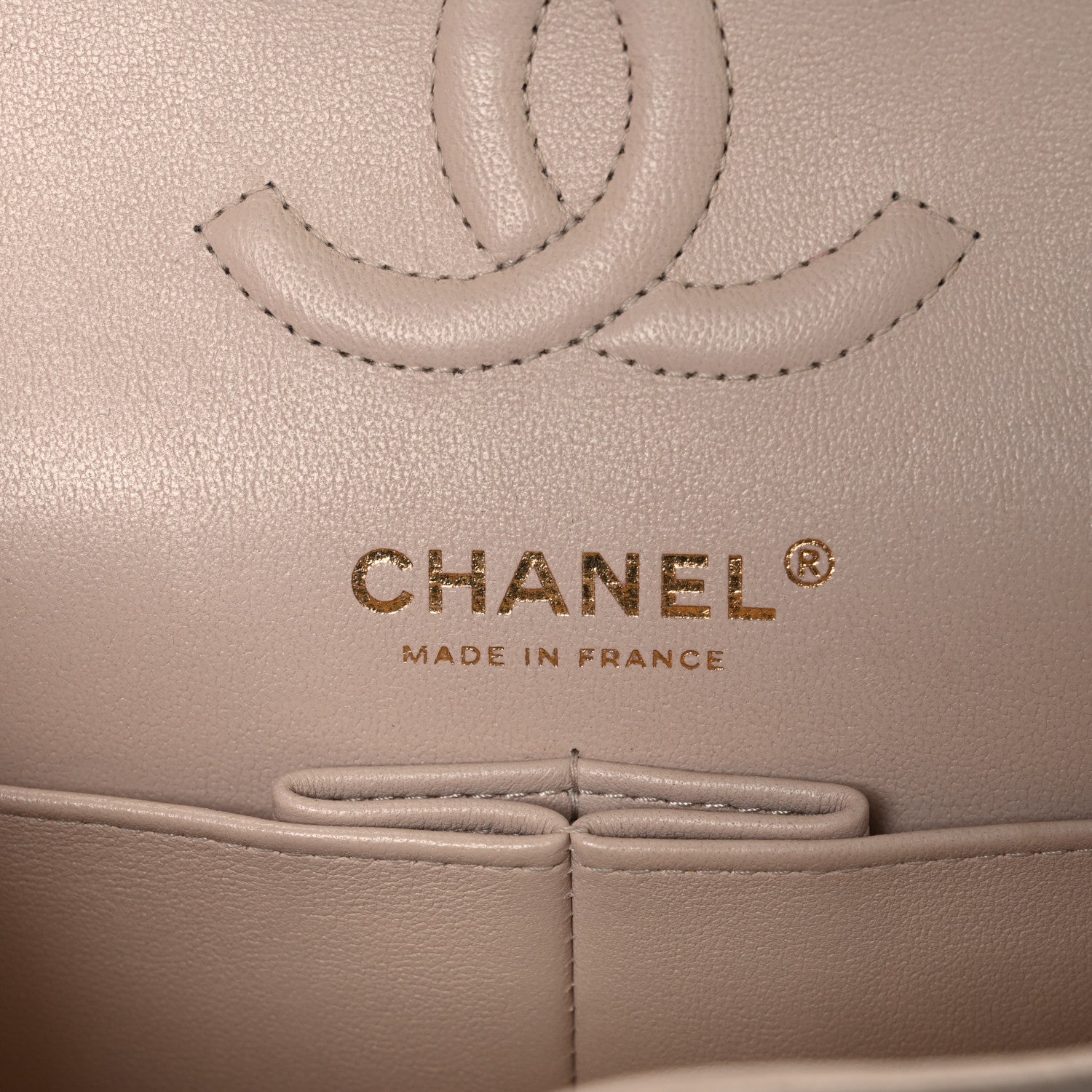 Caviar Quilted Small Double Flap Beige