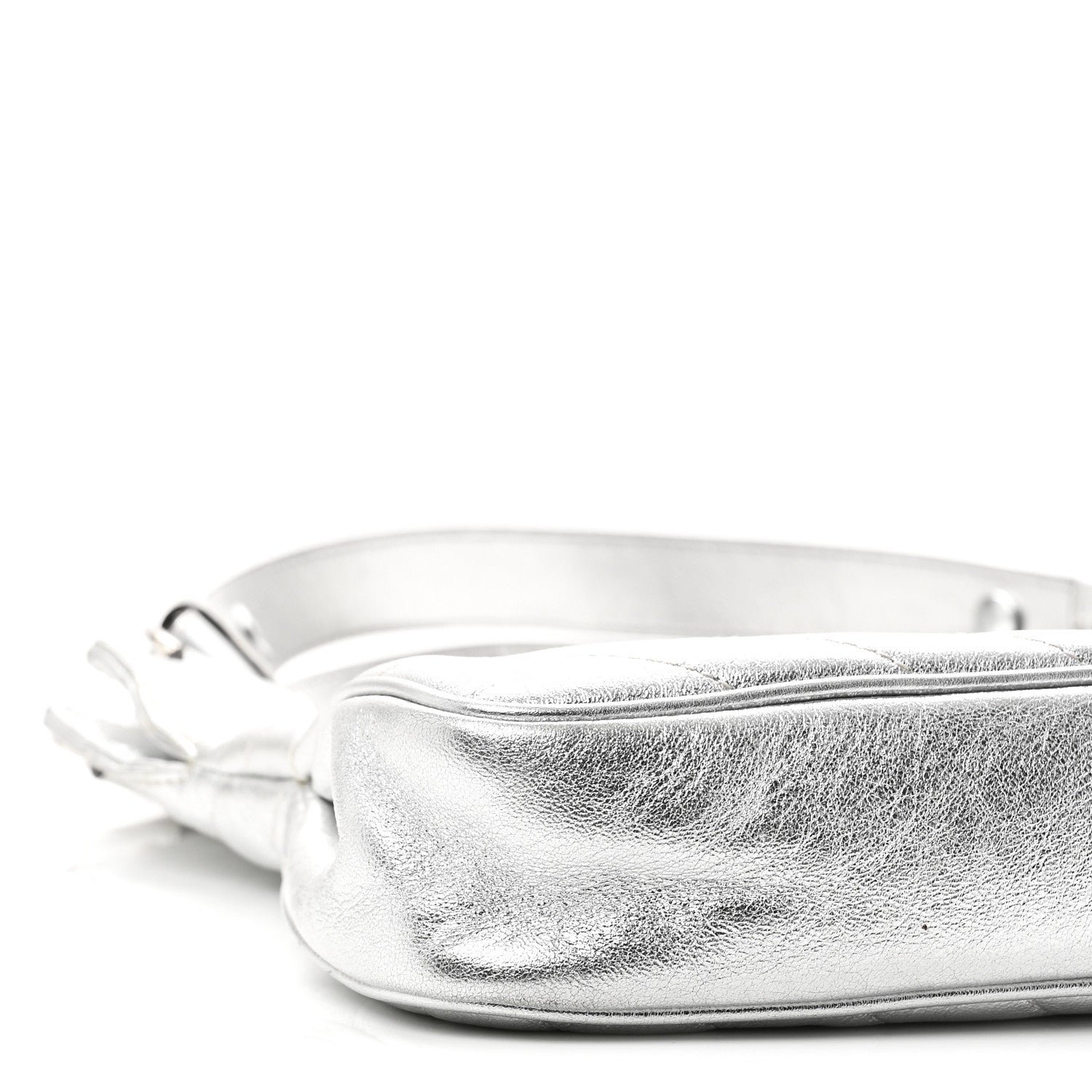 Sakai Be Green Calfskin Diagonal Stitched Small Blondie Tote Silver