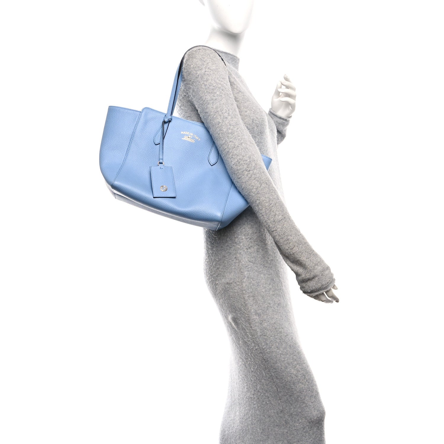 Dollar Calfskin Small Swing Tote Mineral Blue