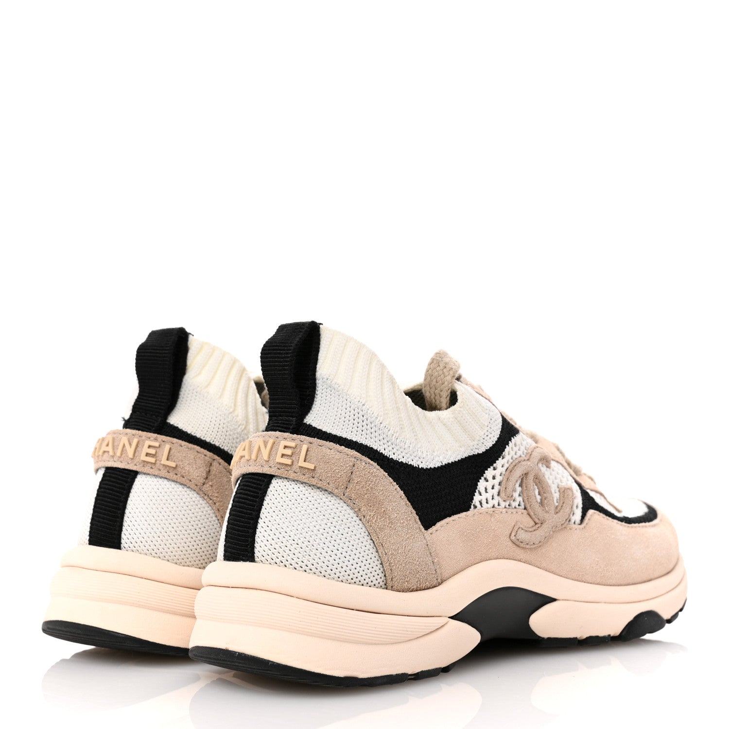 Mesh Suede Fabric Womens CC Sneakers 36 Light Pink White Black