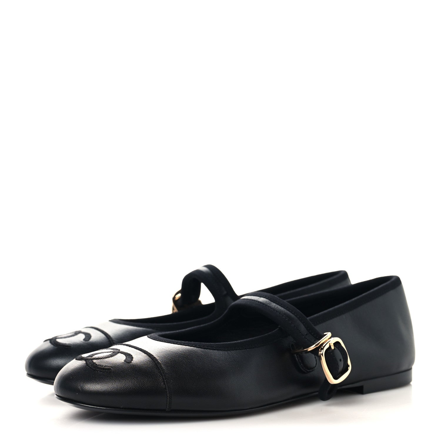 Lambskin Mary Jane Flats 38 Black