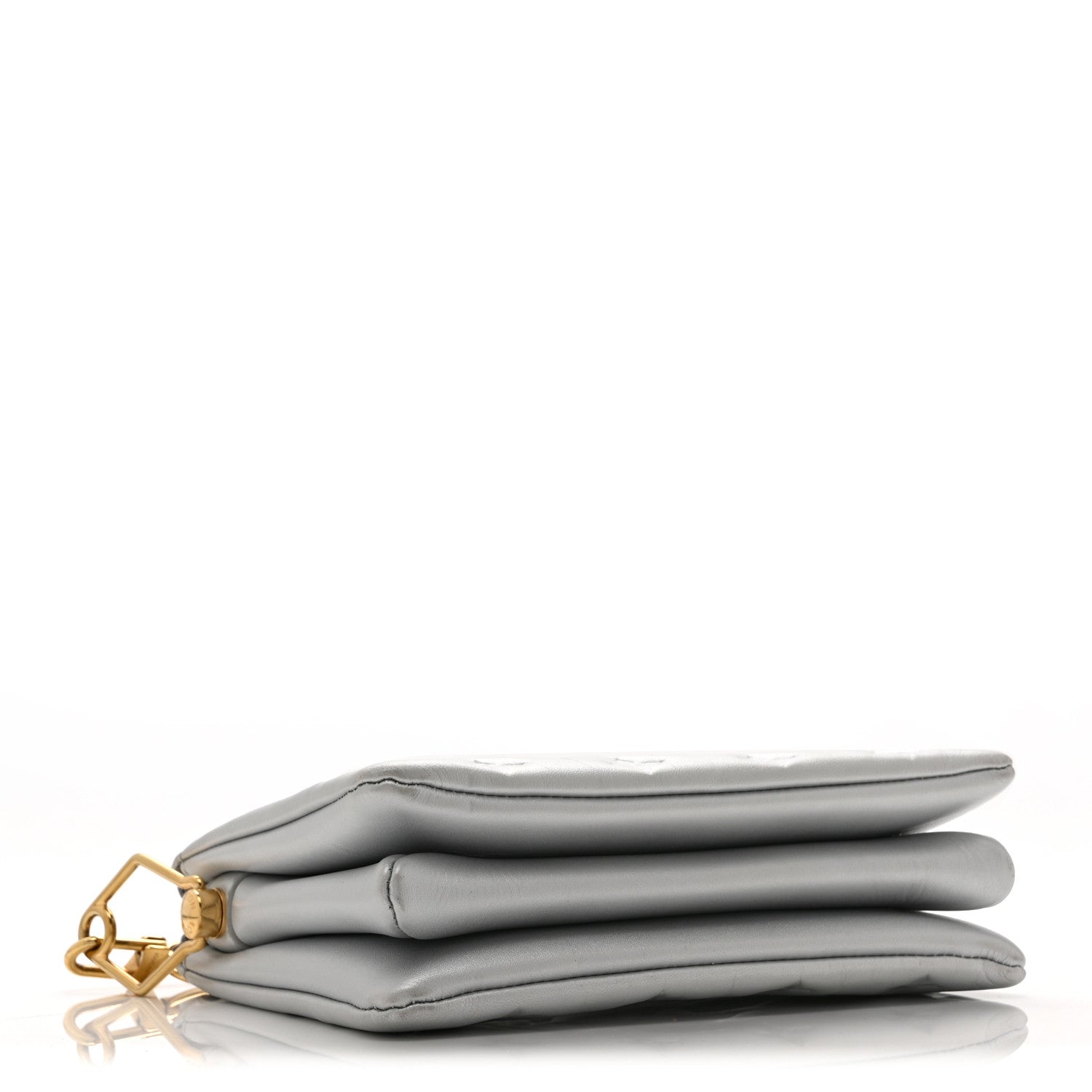 Metallic Lambskin Embossed Monogram Coussin BB Silver